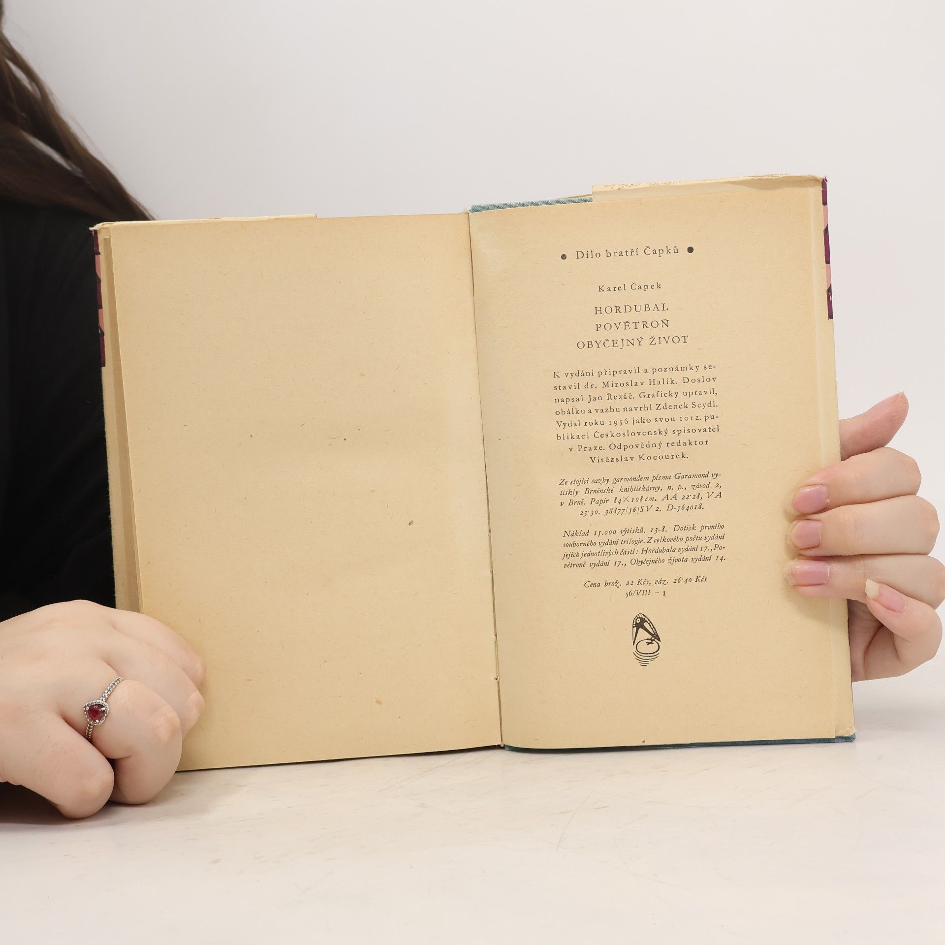 Karel Čapek Dílo bratří Čapků. Hordubal. Povětroň. Obyčejný život