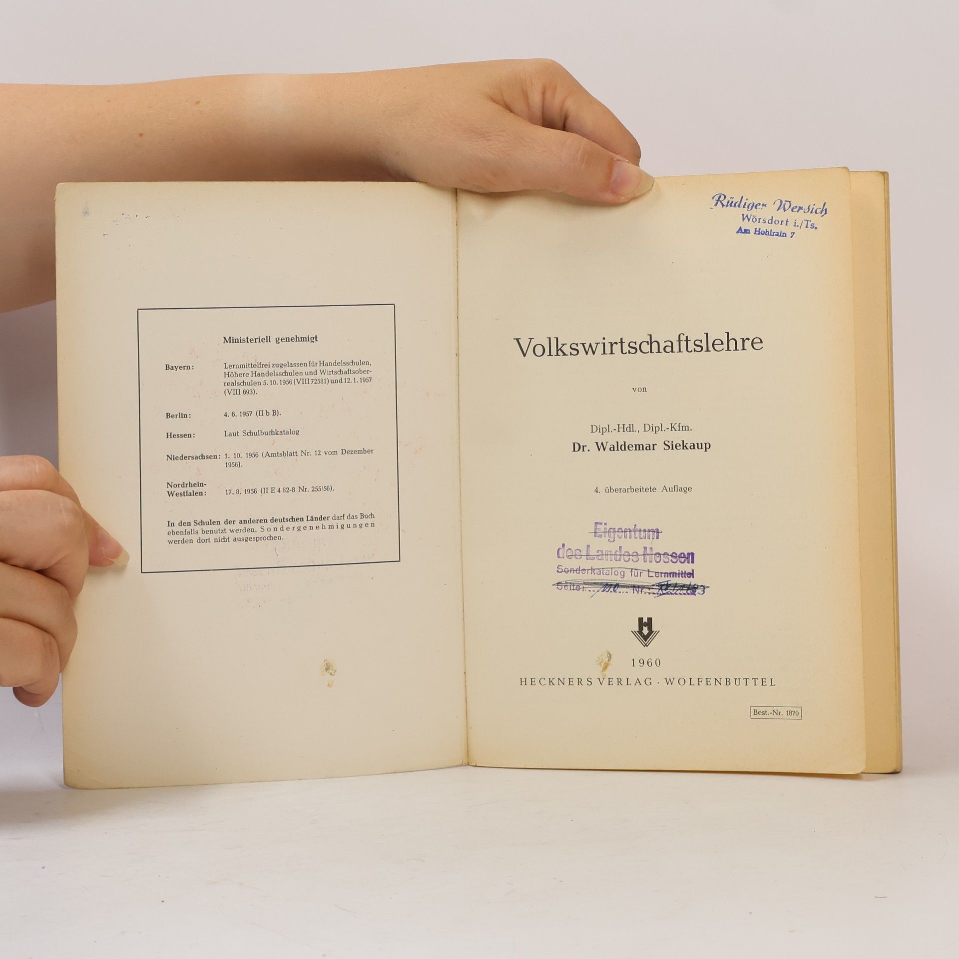 Waldemar Siekaup Volkswirtschaftslehre