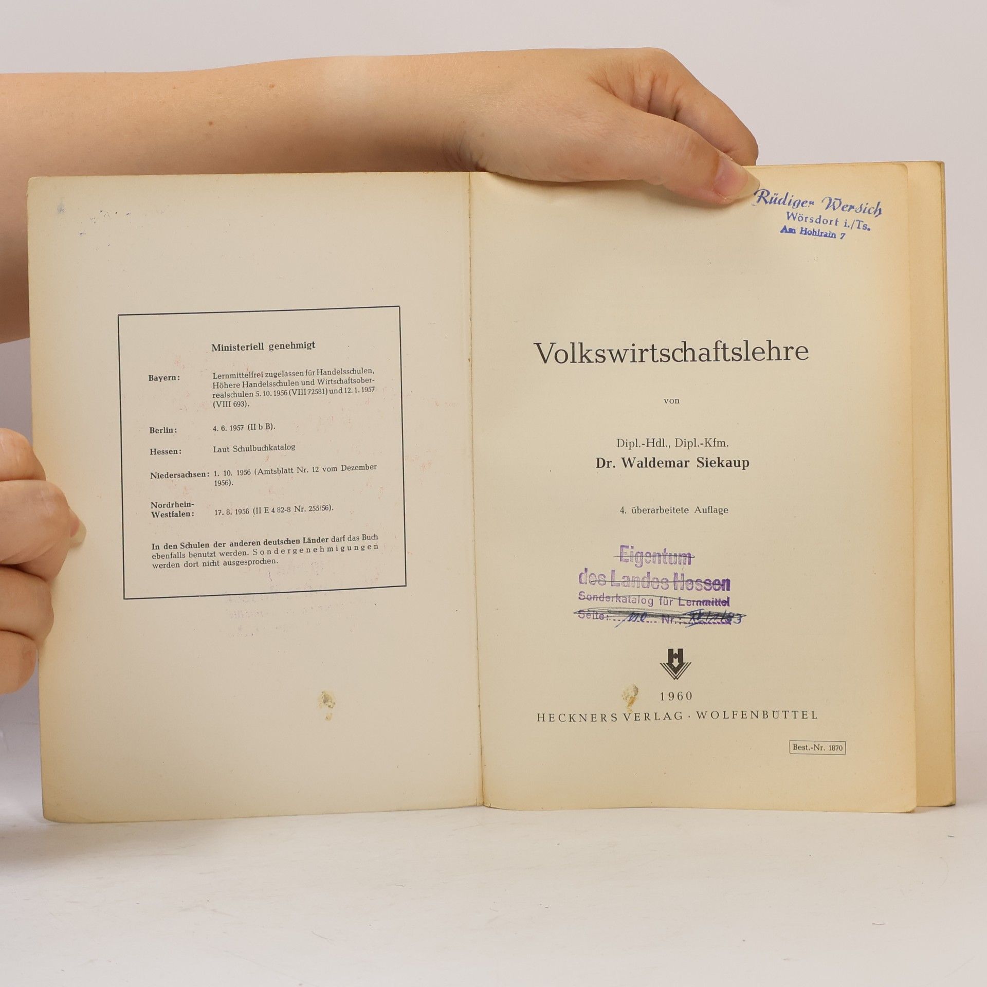 Waldemar Siekaup Volkswirtschaftslehre