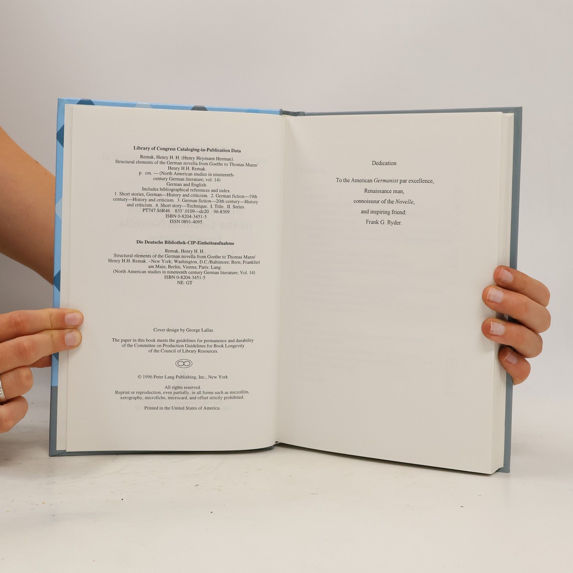 Henry H. H. Remak Structural Elements of the German Novella from Goethe to Thomas Mann