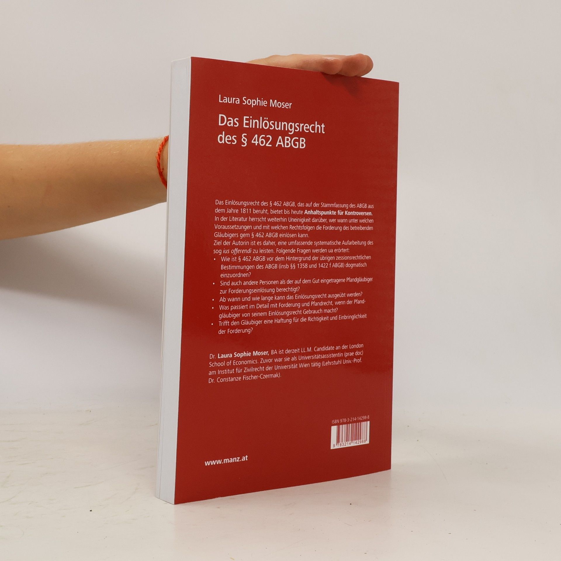 Laura Sophie Moser Manzwissenschaft: Das Einlösungsrecht des § 462 ABGB