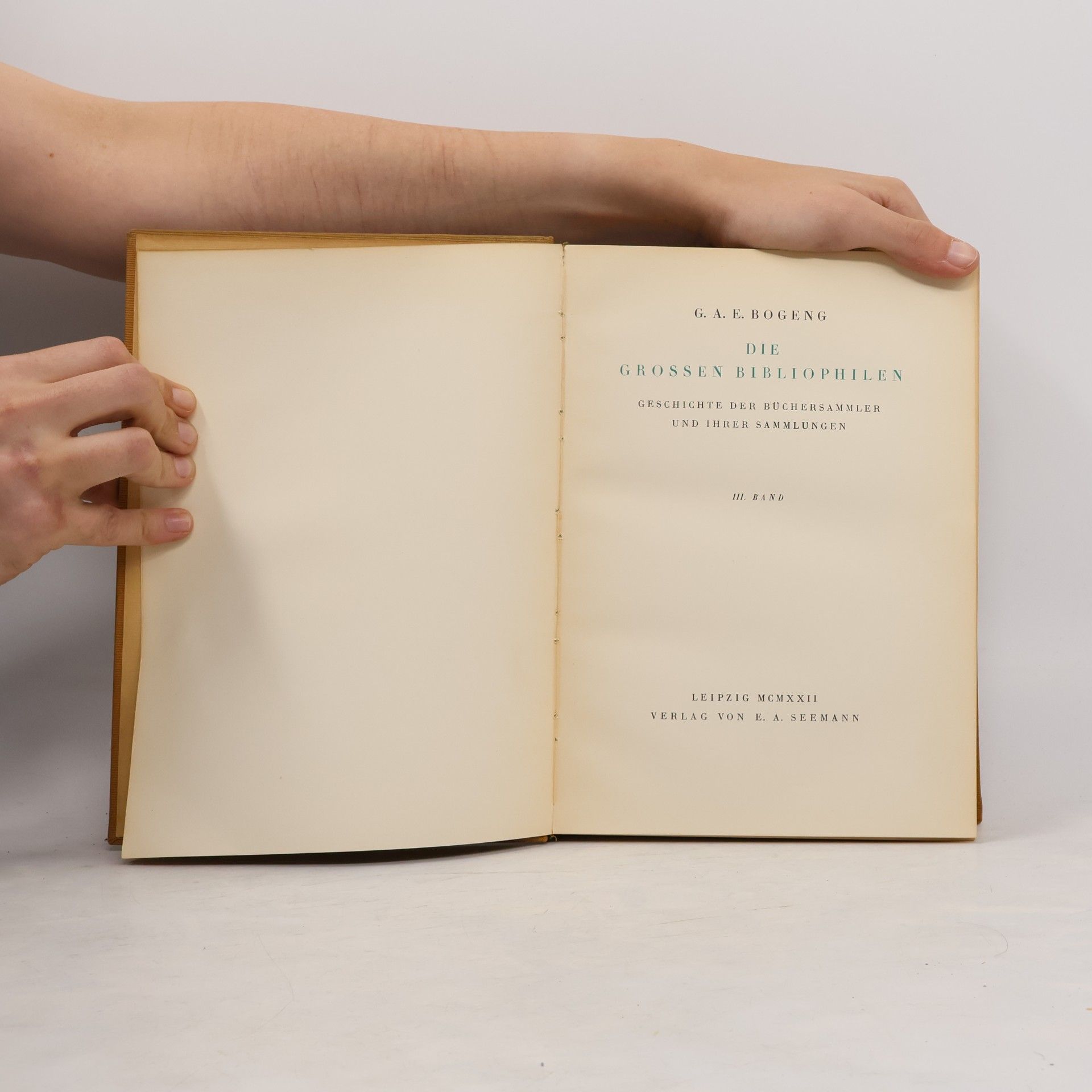 Gustav Adolf Erich Bogeng Die Grossen Bibliophilen