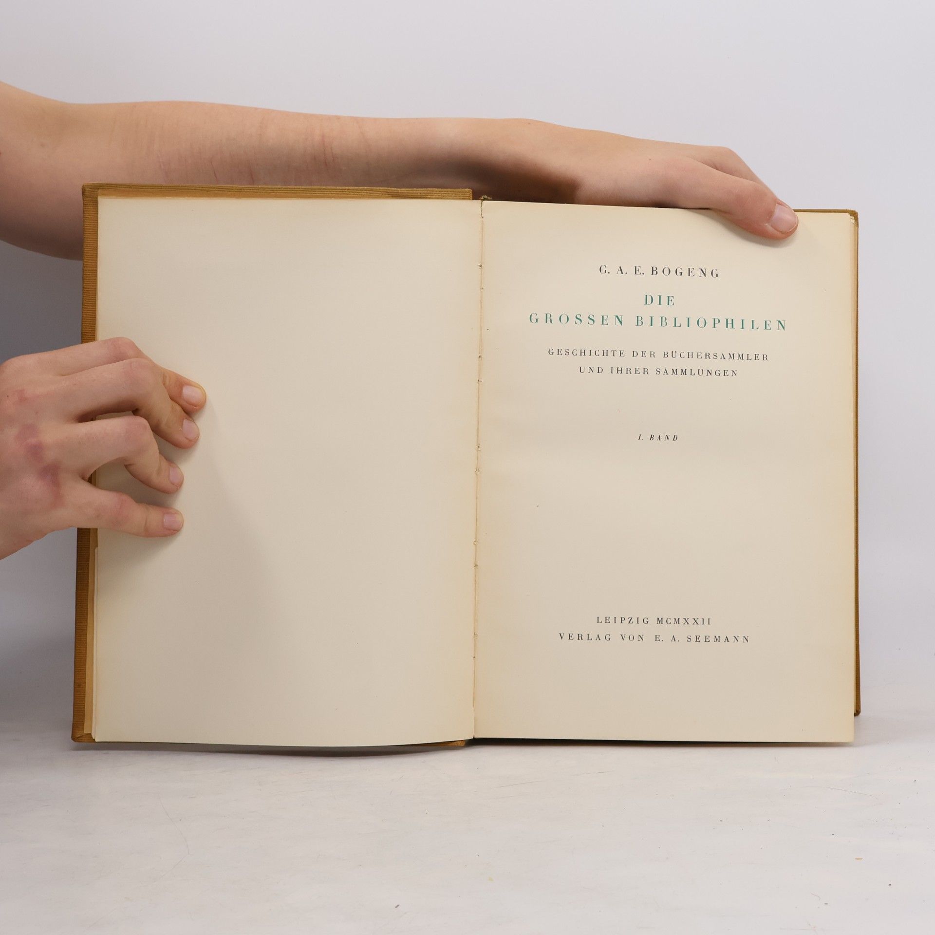 Gustav Adolf Erich Bogeng Die Grossen Bibliophilen I