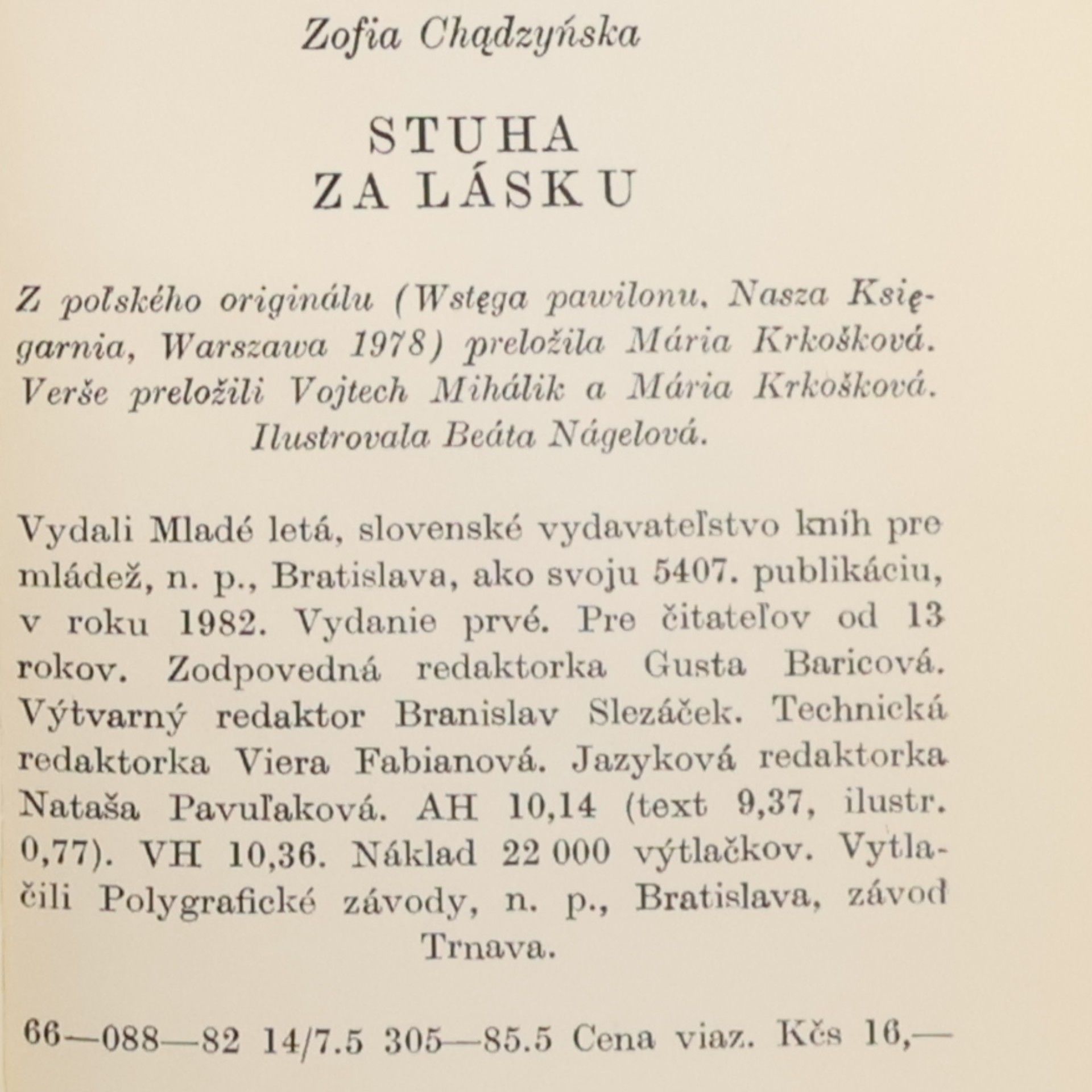 Zofia Chądzyńska Stuha za lásku