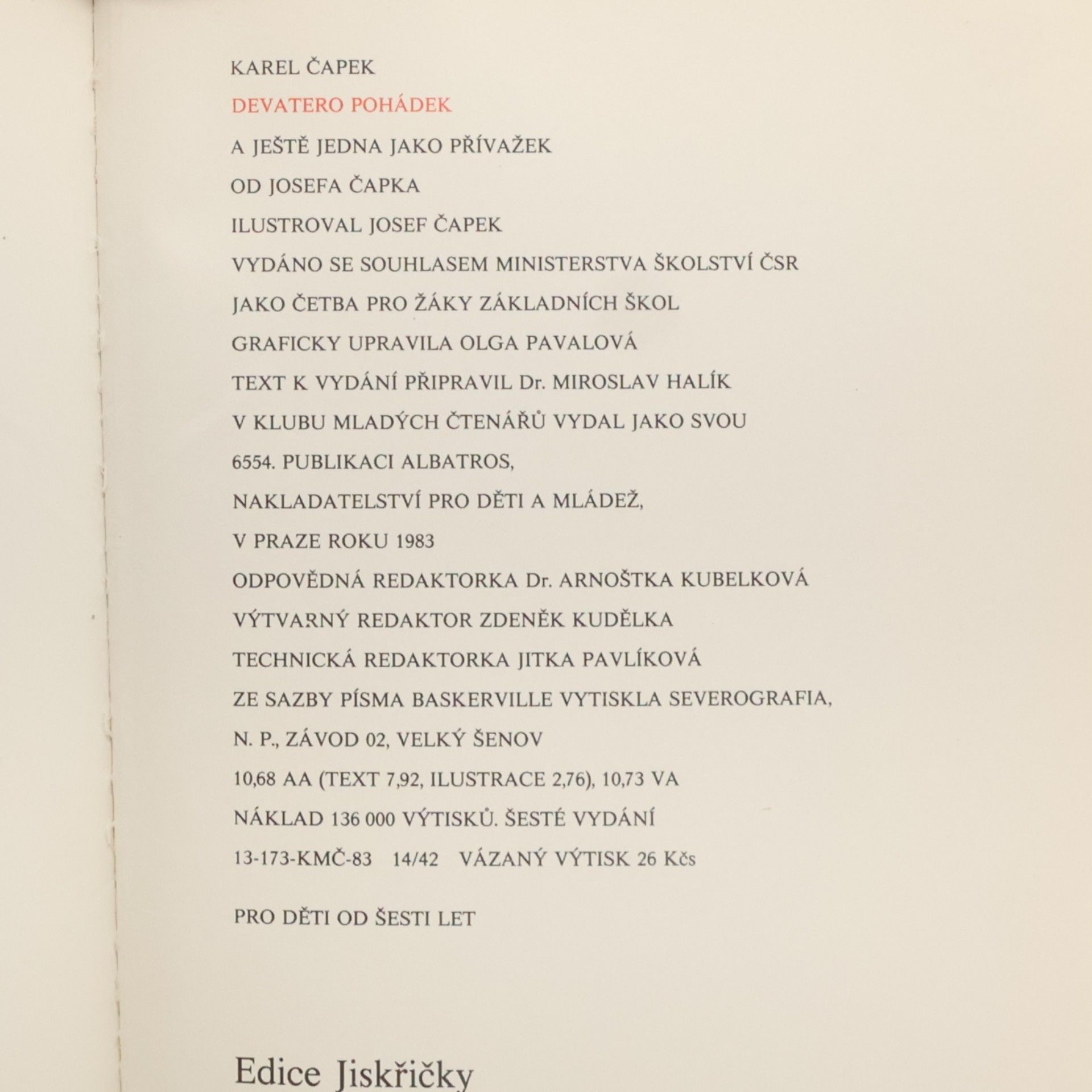 Karel Čapek Devatero pohádek
