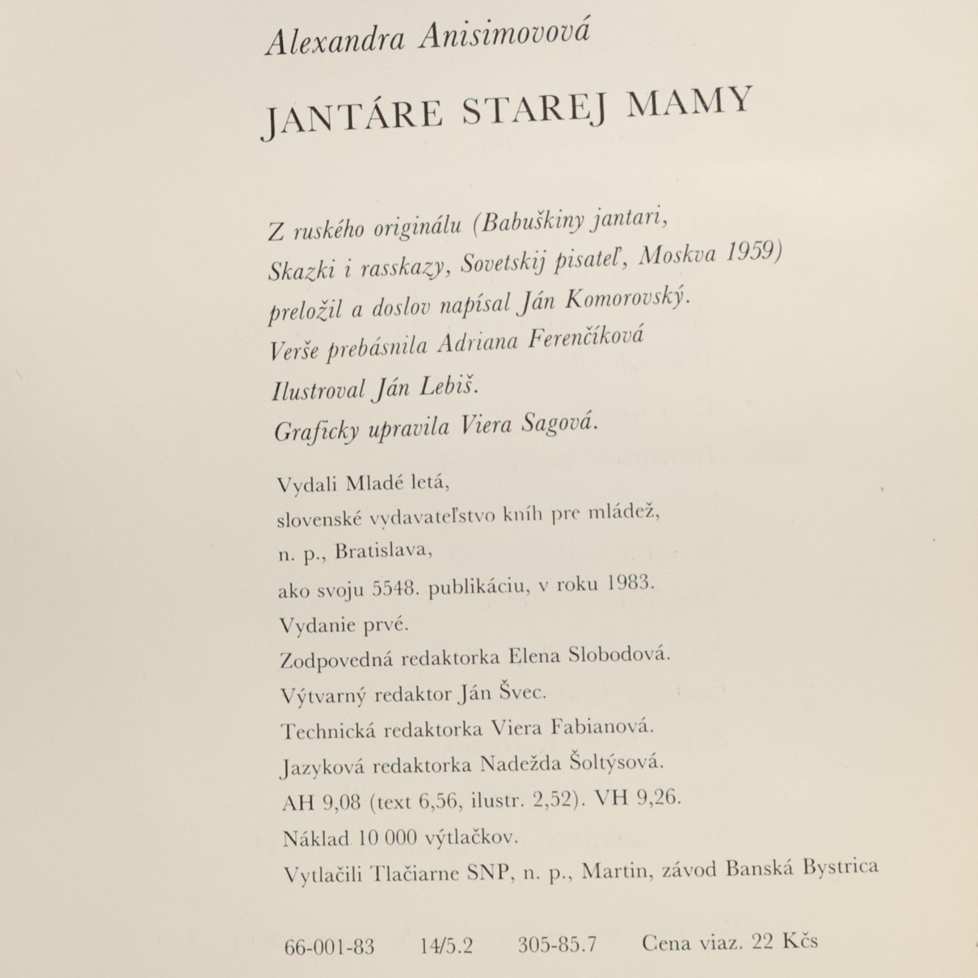 Aleksandra Petrovna Anisimova Jantáre starej mamy