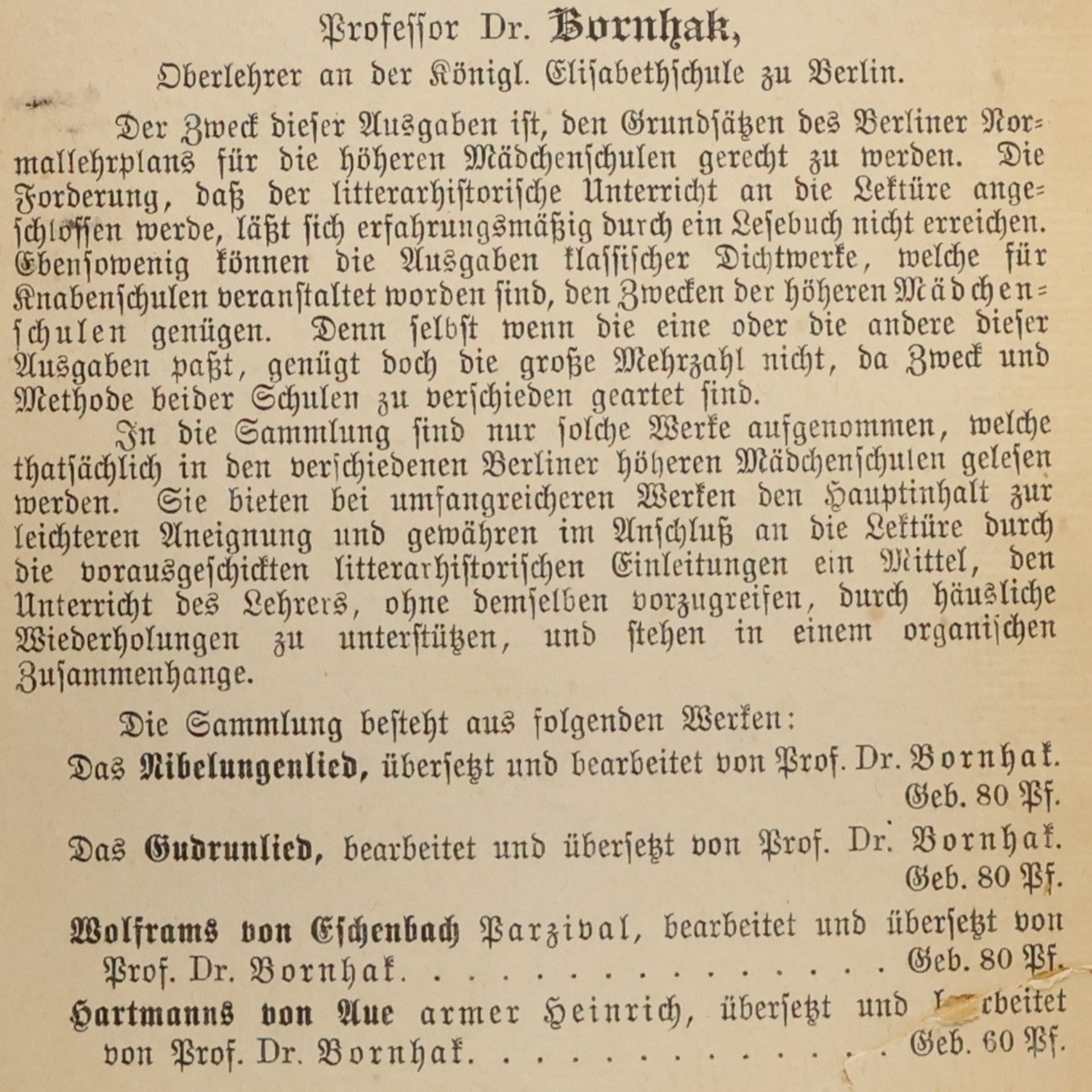 Dr. G. Bornhak Das Nibelungenlied