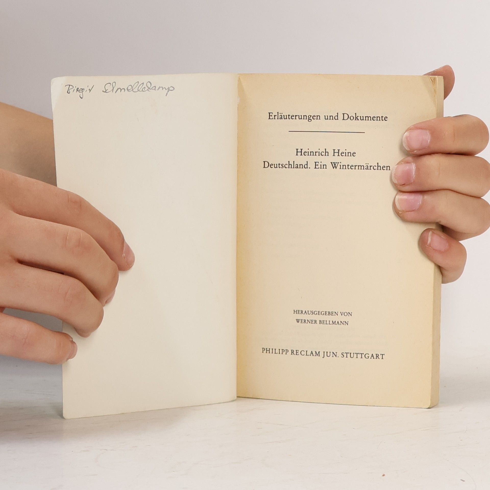 Werner Bellmann Heinrich Heine, Deutschland, ein Wintermärchen