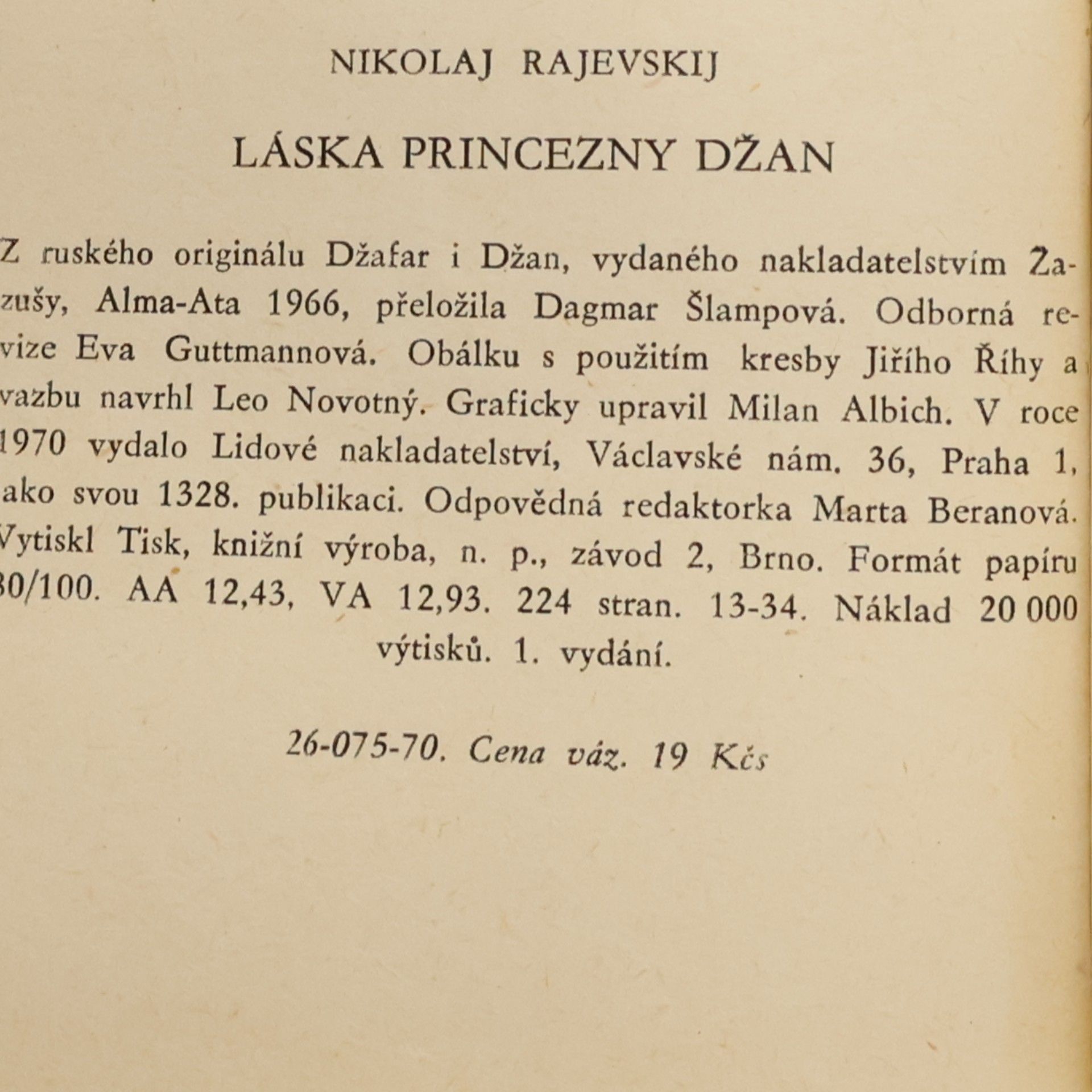 Nikolaj Rajevskij Láska princezny Džan