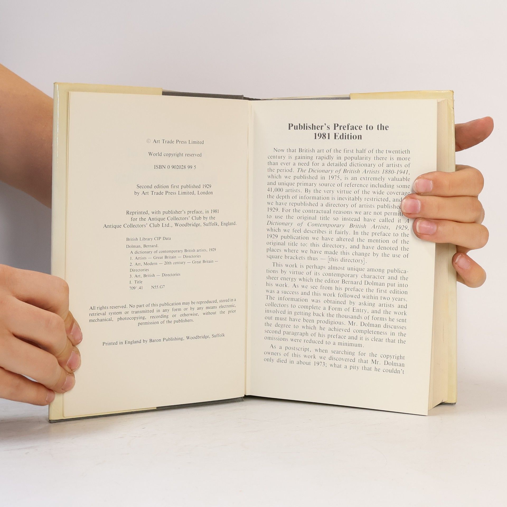 Bernard Dolman A Dictionary of Contemporary British Artists 1929