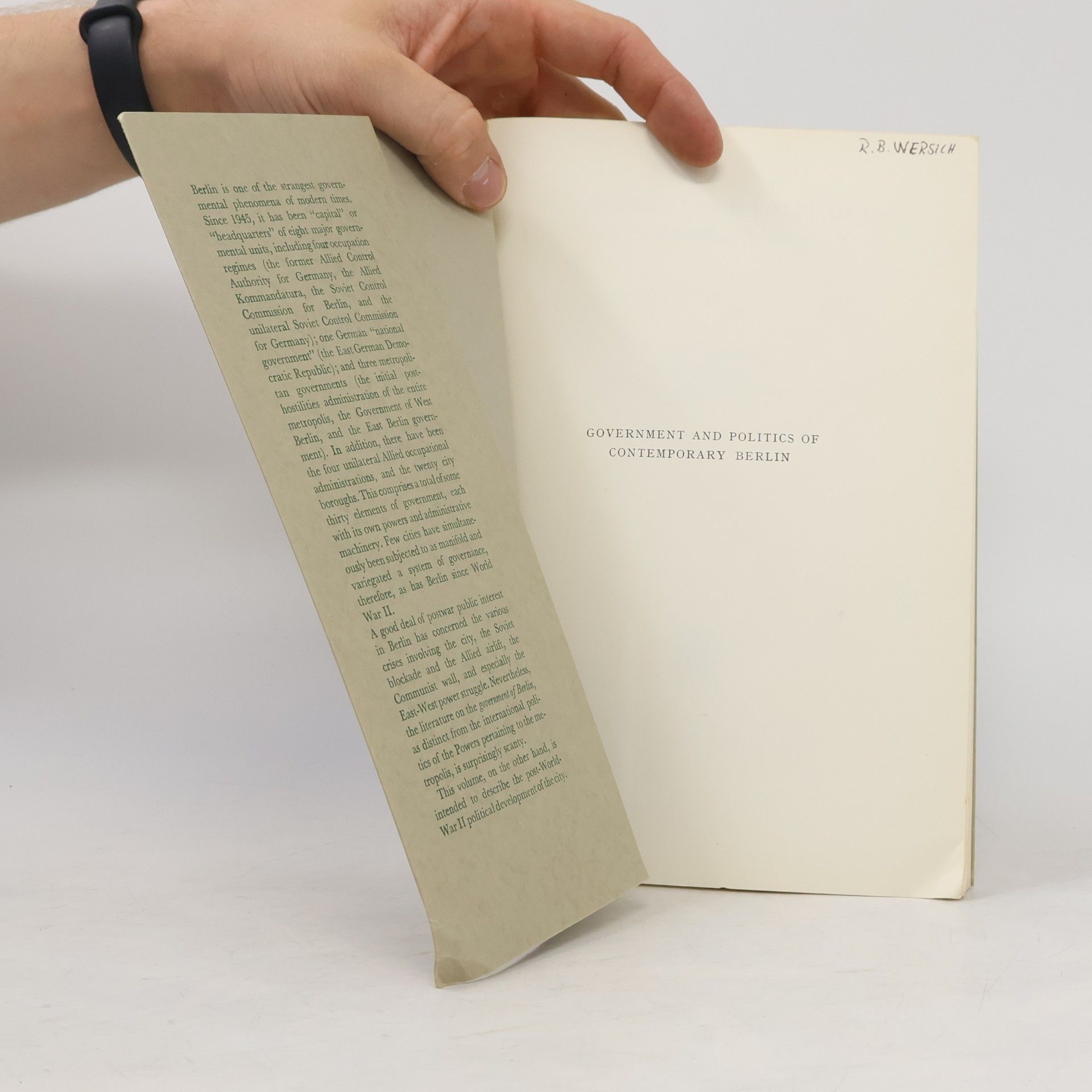 Elmer Plischke Government and Politics of Contemporary Berlin