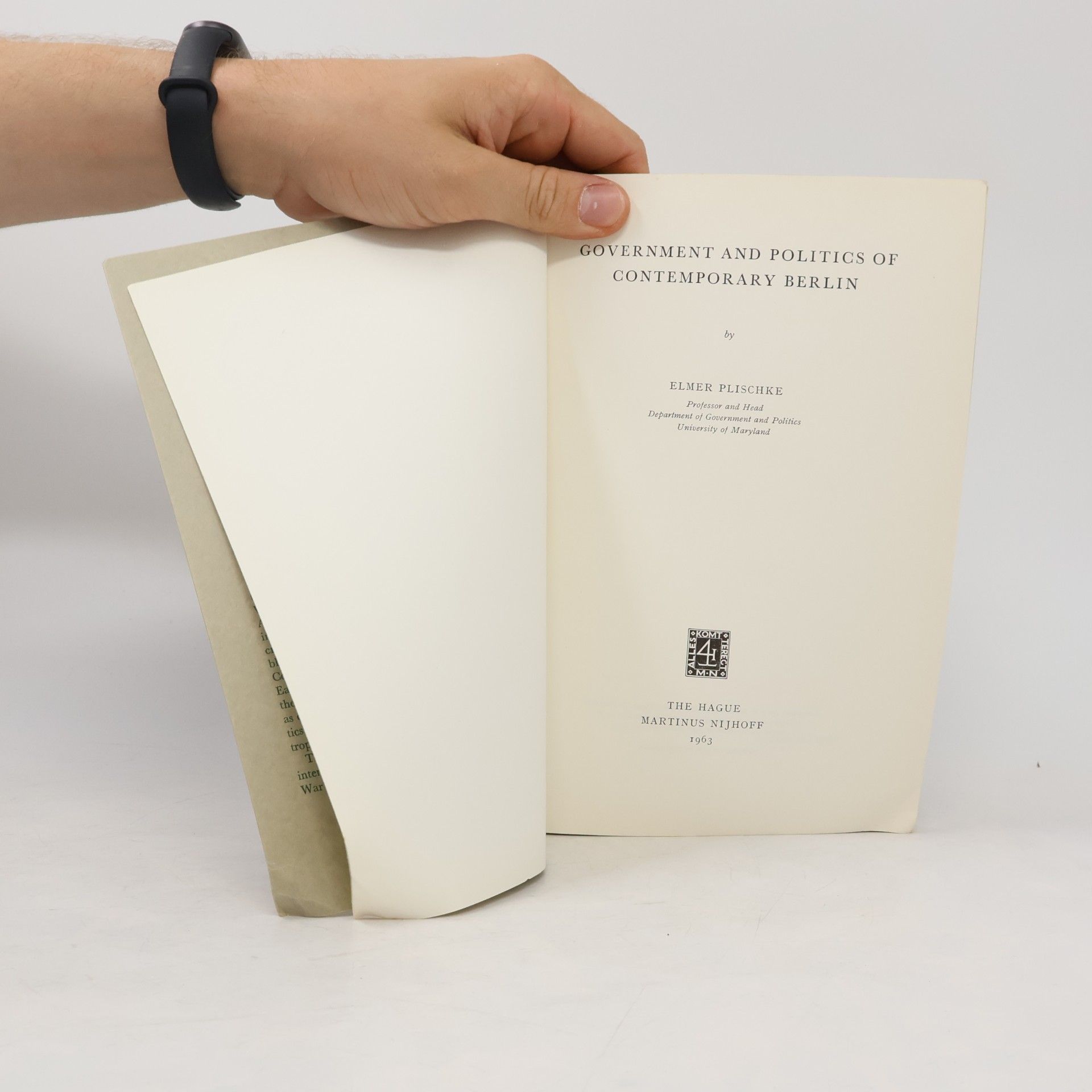 Elmer Plischke Government and Politics of Contemporary Berlin