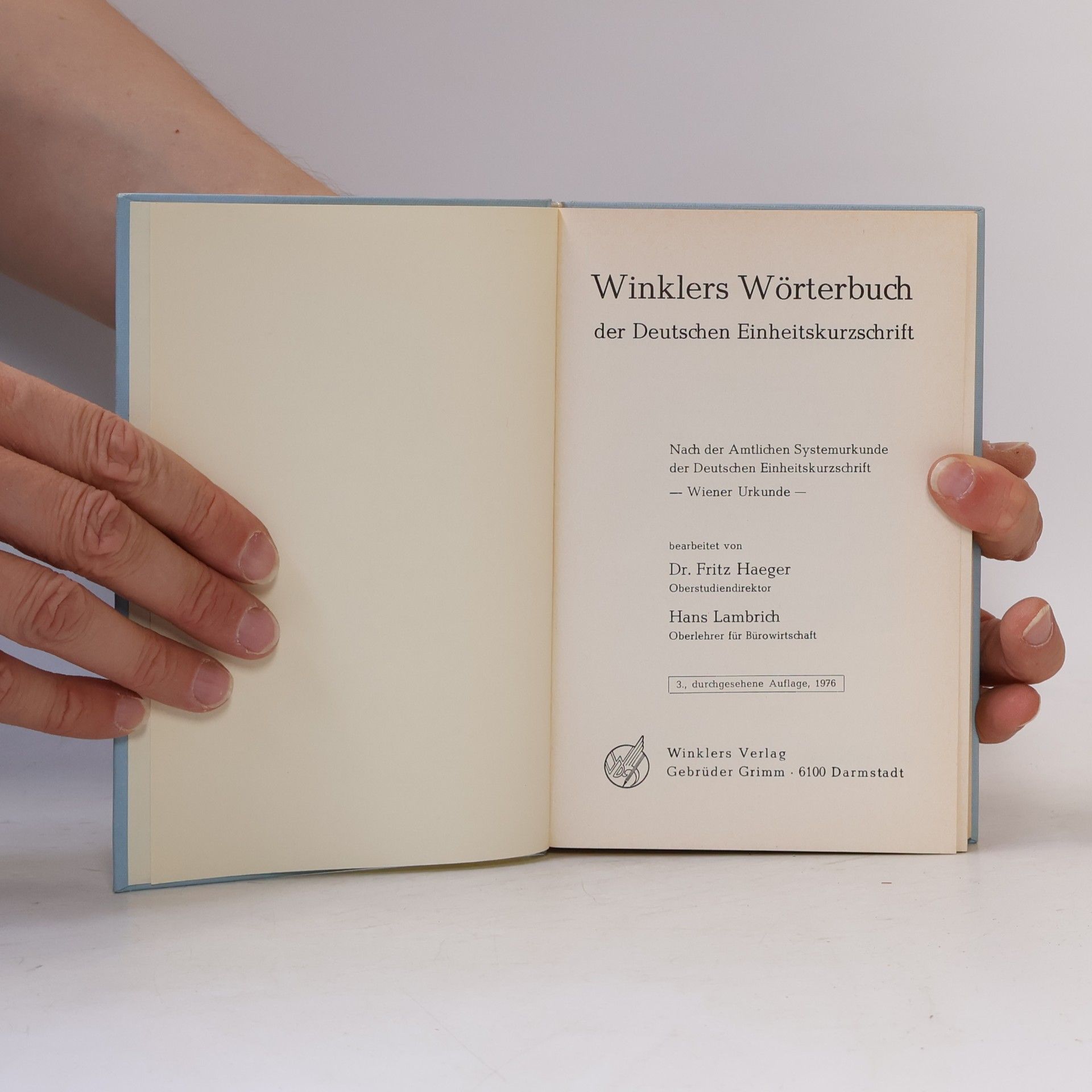 Hans Lambrich Winklers Wörterbuch der Deutschen Einheitskurzschrift
