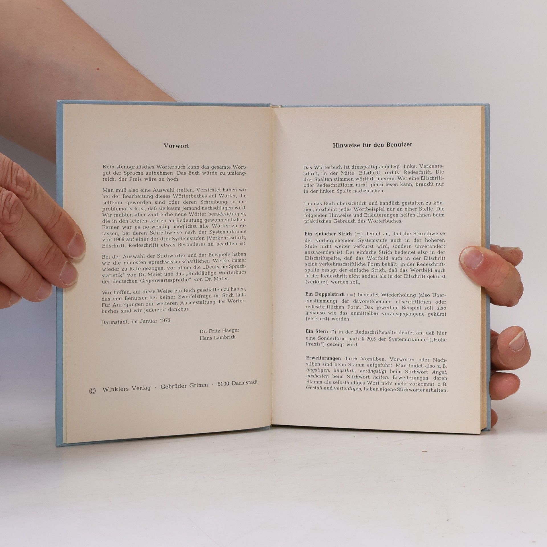 Hans Lambrich Winklers Wörterbuch der Deutschen Einheitskurzschrift