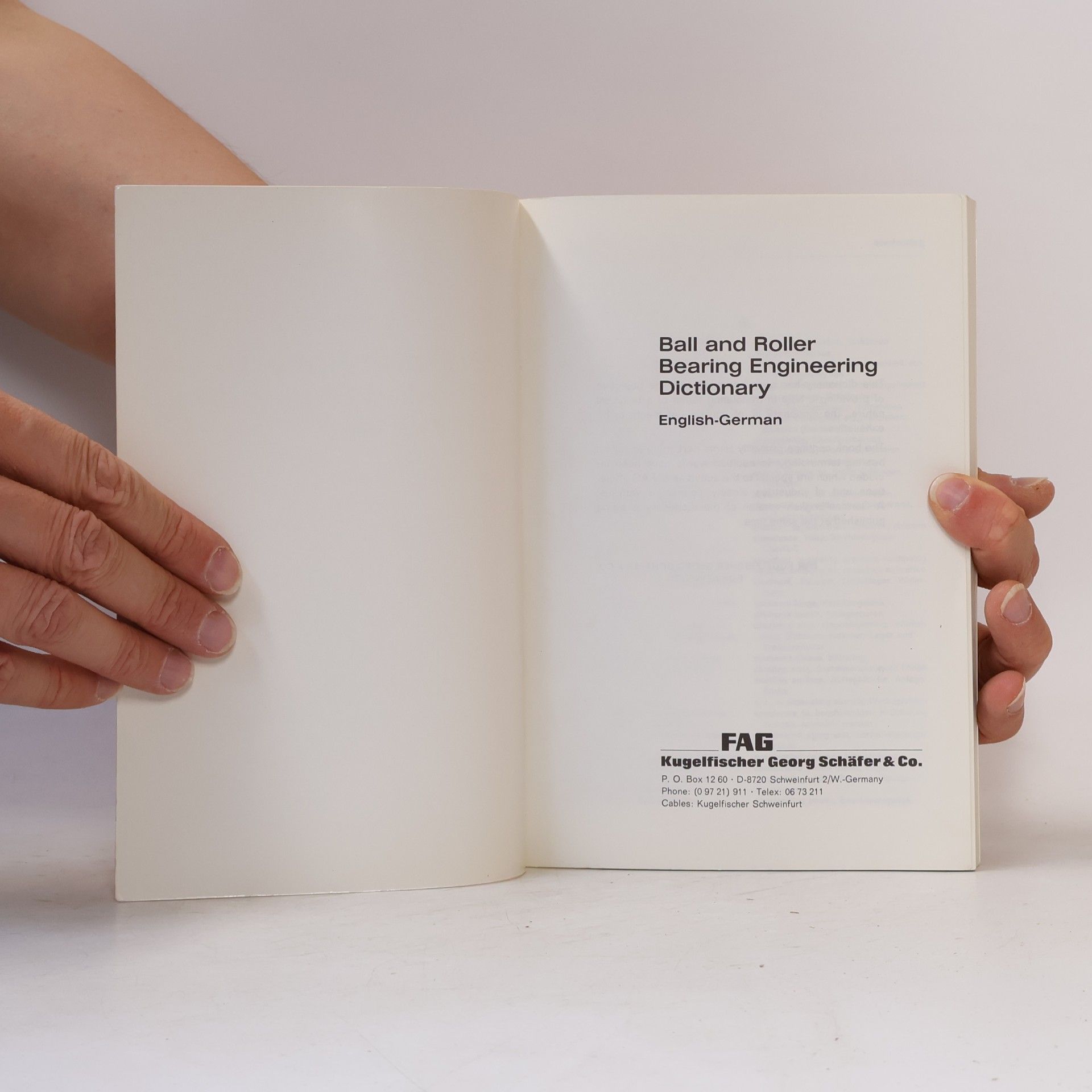 Kolektiv autorů Ball and Roller Bearing Engineering Dictionary: English-German