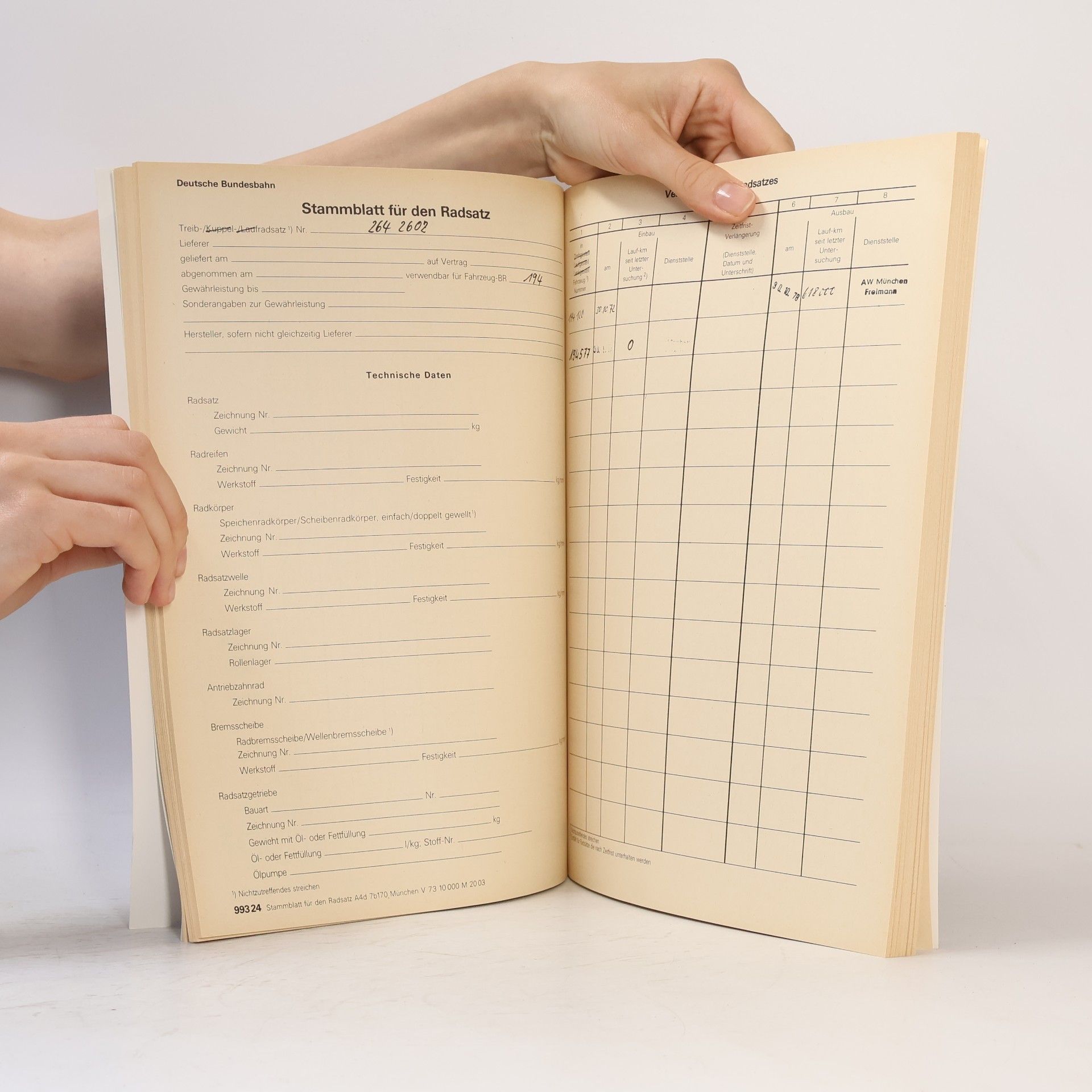 Betriebsbuch der Lokomotive 194577