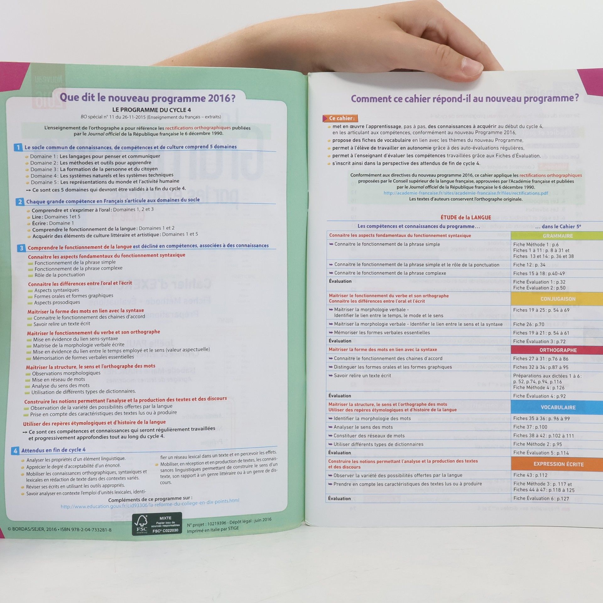 Joëlle Paul Les Cahiers de français: La grammaire par les exercices 5e 2016 Cahier de l'élève
