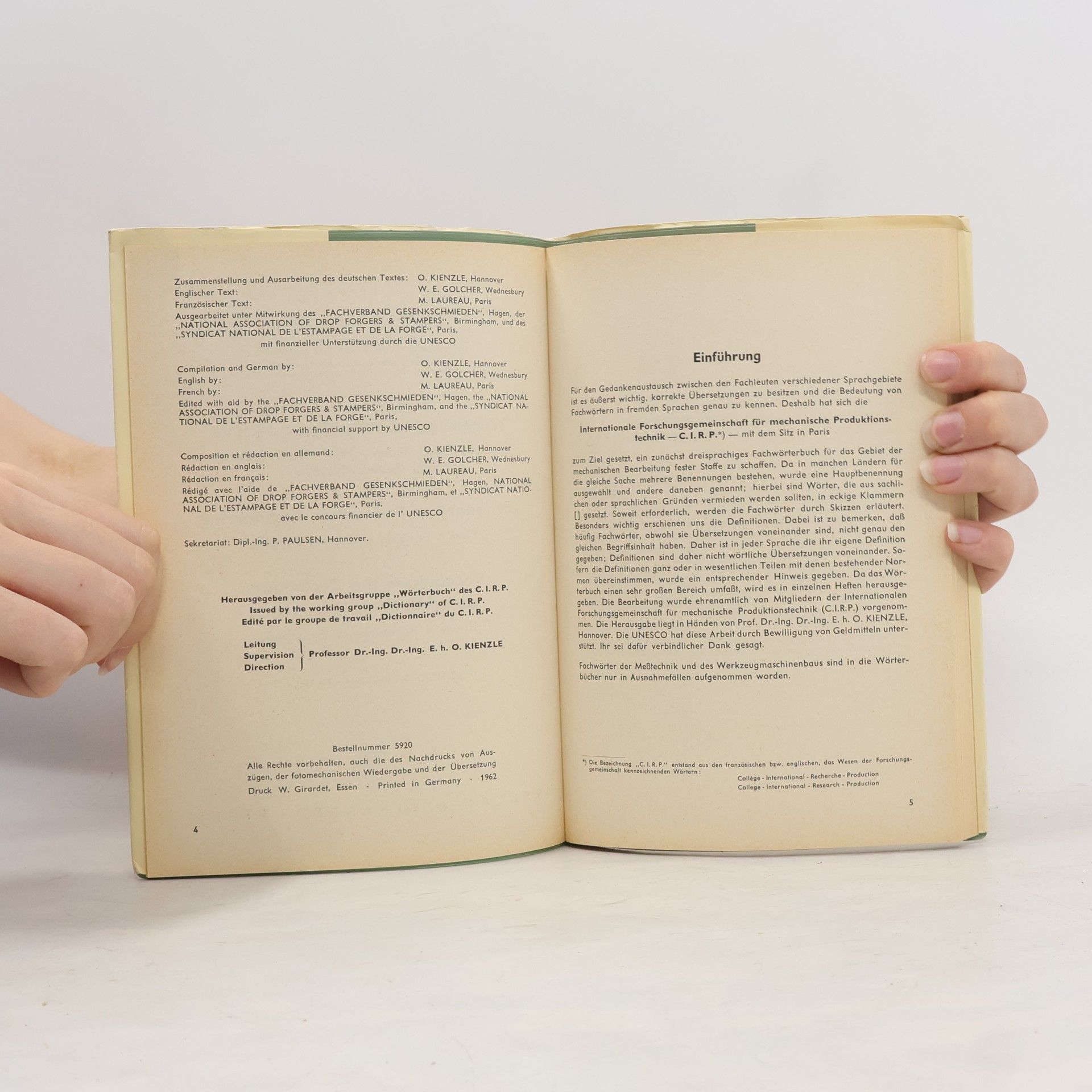 Various authors CIRP 1. Wörterbuch der Fertigungstechnik. Dictionary Of Production Engineering