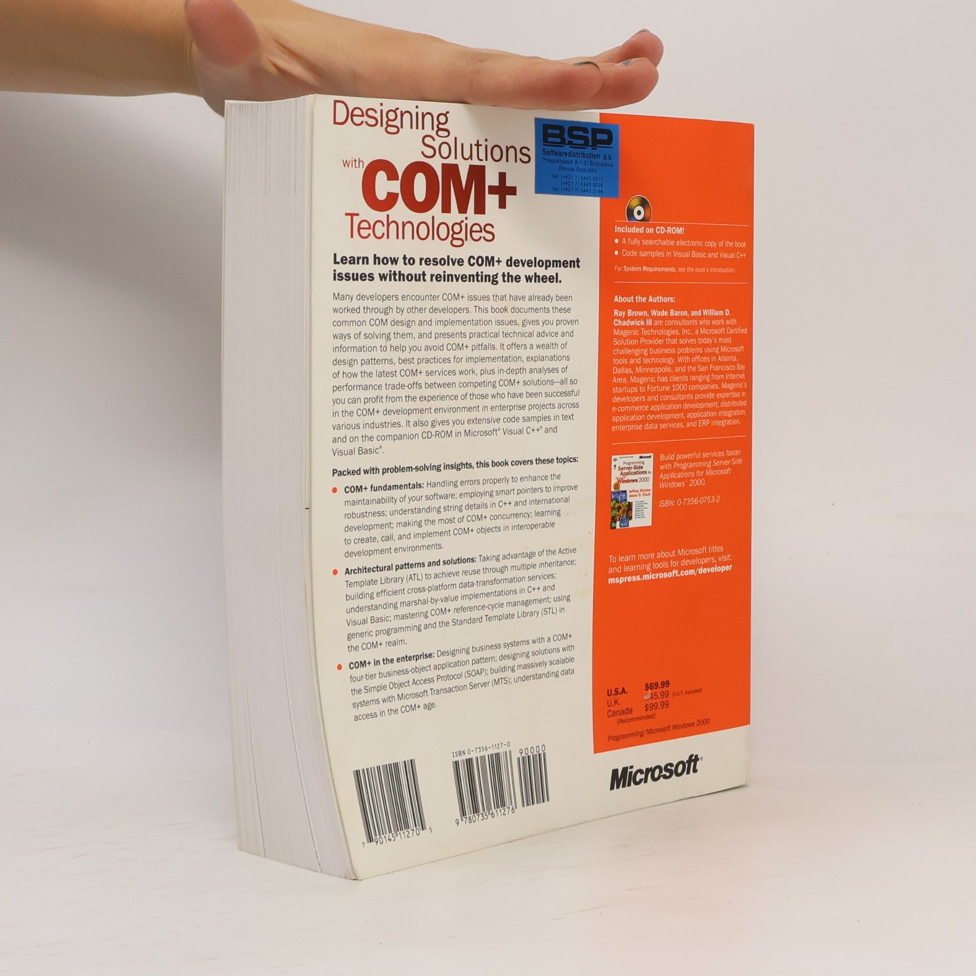 Ray Brown Designing Solutions with COM+ Technologies w. CD-ROM