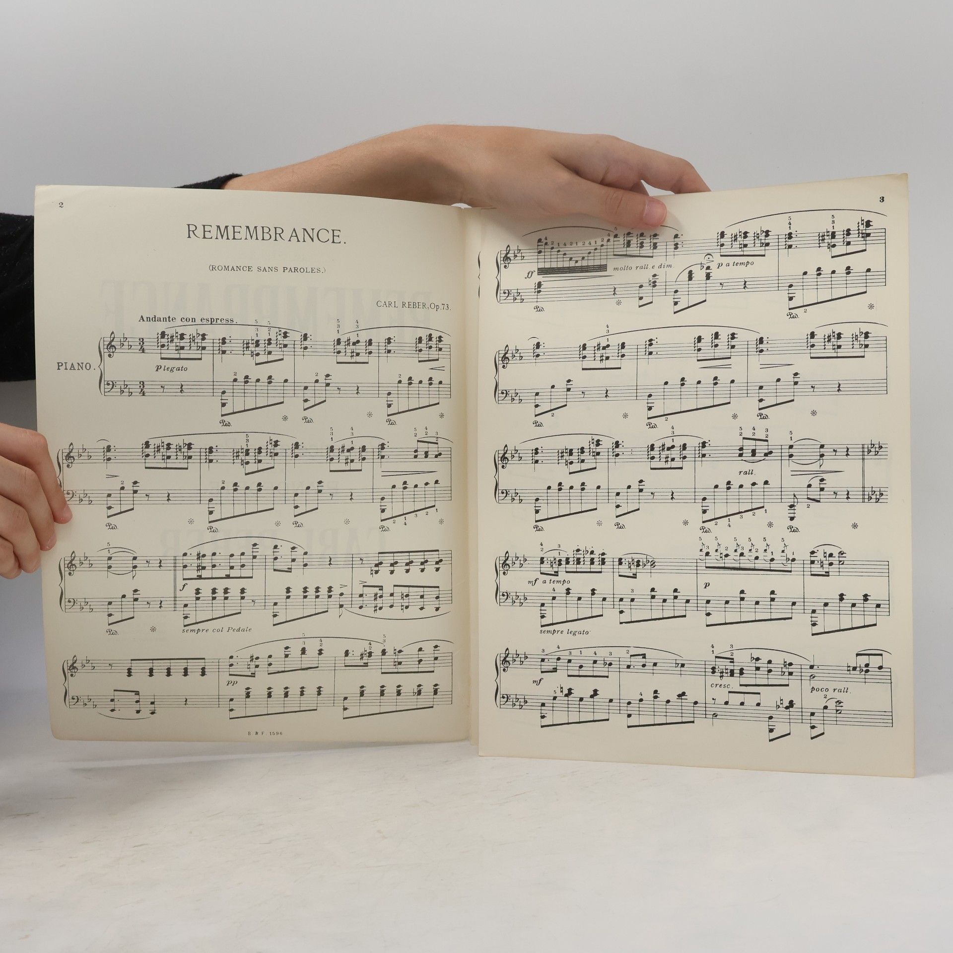 Carl Reber Remembrance. Romance sans Paroles for pianoforte