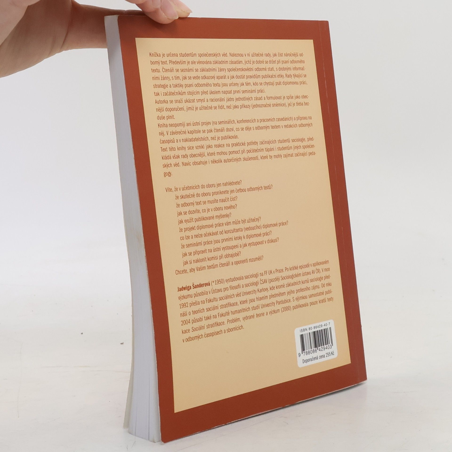 Jadwiga Šanderová Jak číst a psát odborný text ve společenských vědách. Několik zásad pro začátečníky