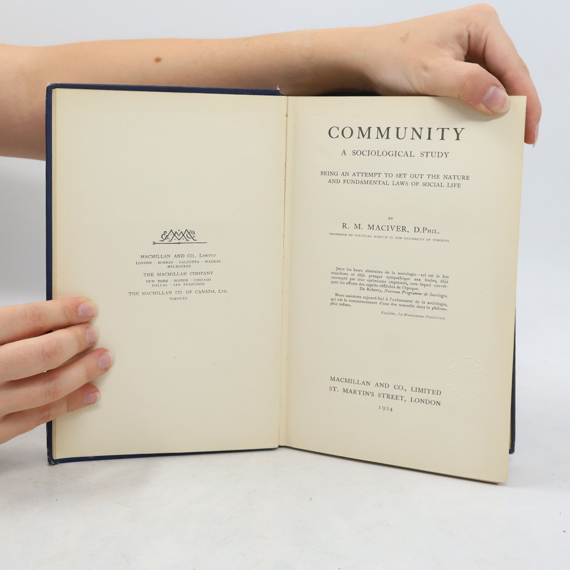 Robert Morrison MacIver Community: A Sociological Study