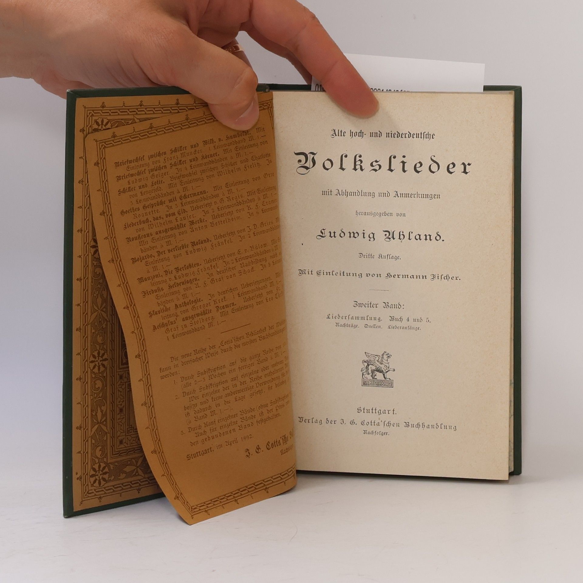 Ludwig Uhland Alte hoch- und niederdeutsche Volkslieder 2