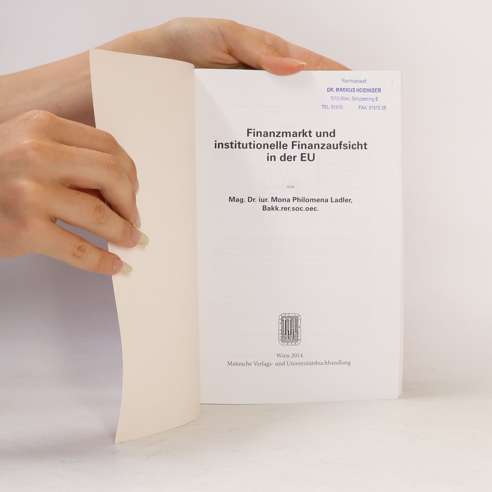 Mona Philomena Ladler Finanzmarkt und institutionelle Finanzaufsicht in der EU