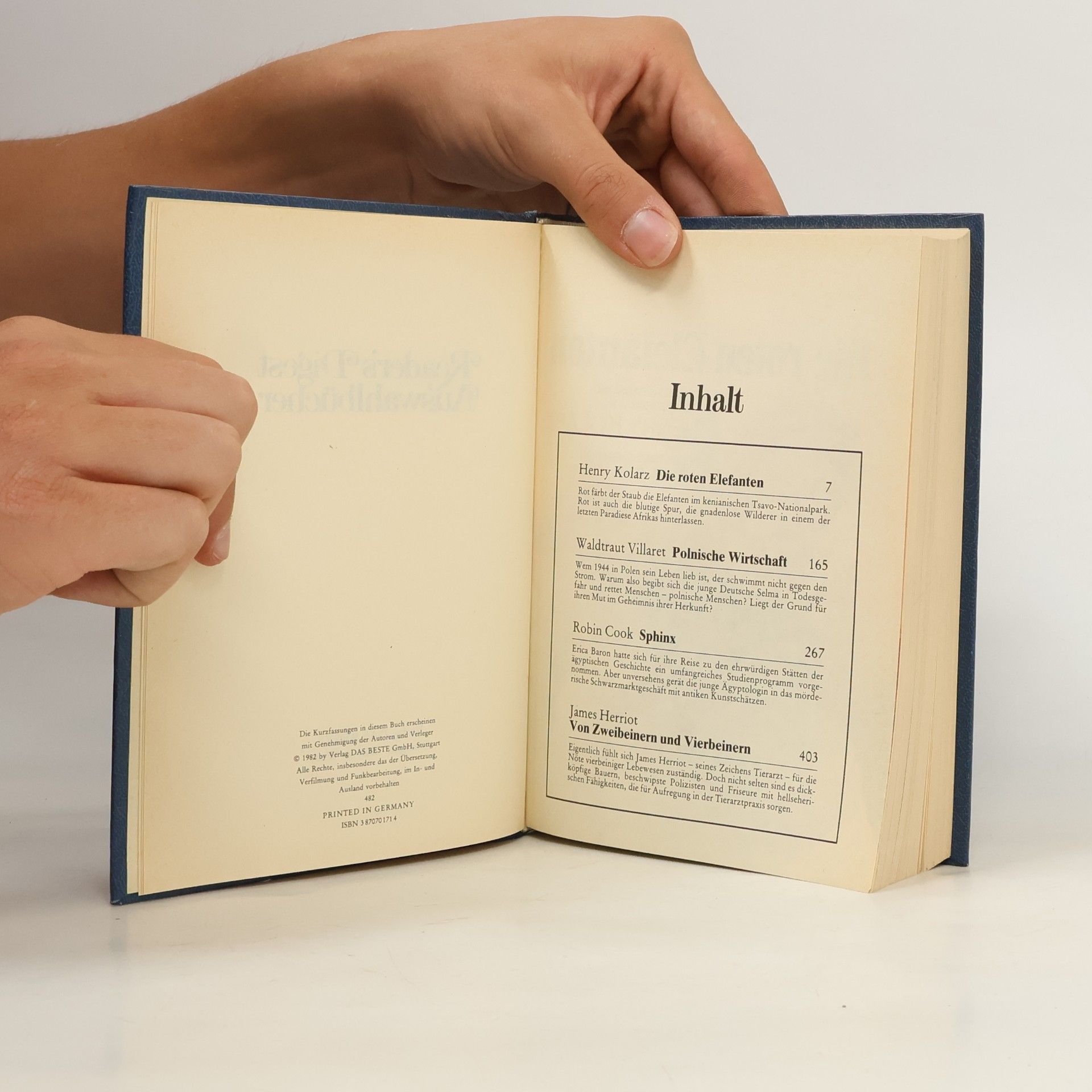 Henry Kolarz Readers Digest Auswahlbücher. Die roten Elefanten. Polnische Wirtschaft. Sphinx. Von Zweibeinern und Vierbeinern