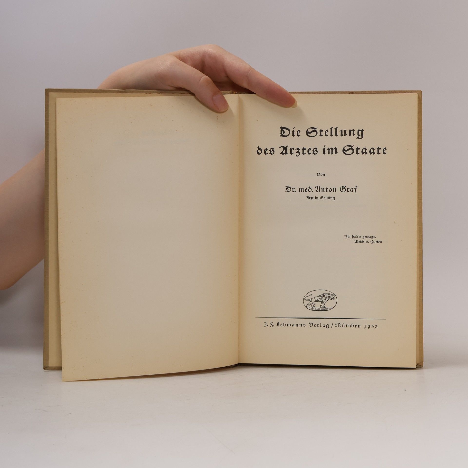 Anton Graf Die Stellung des Arztes im Staate