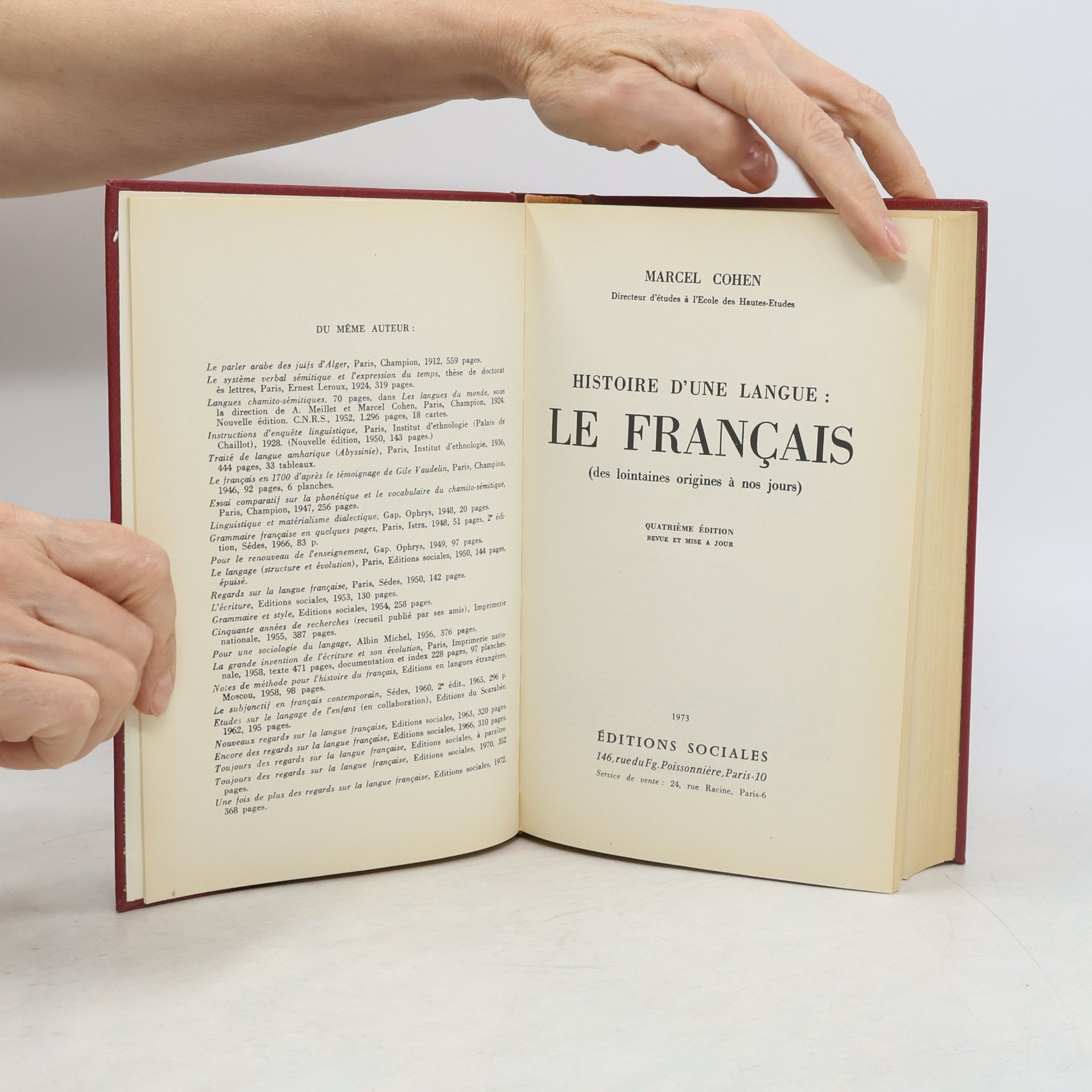 Marcel Cohen Histoire d'une langue : le français