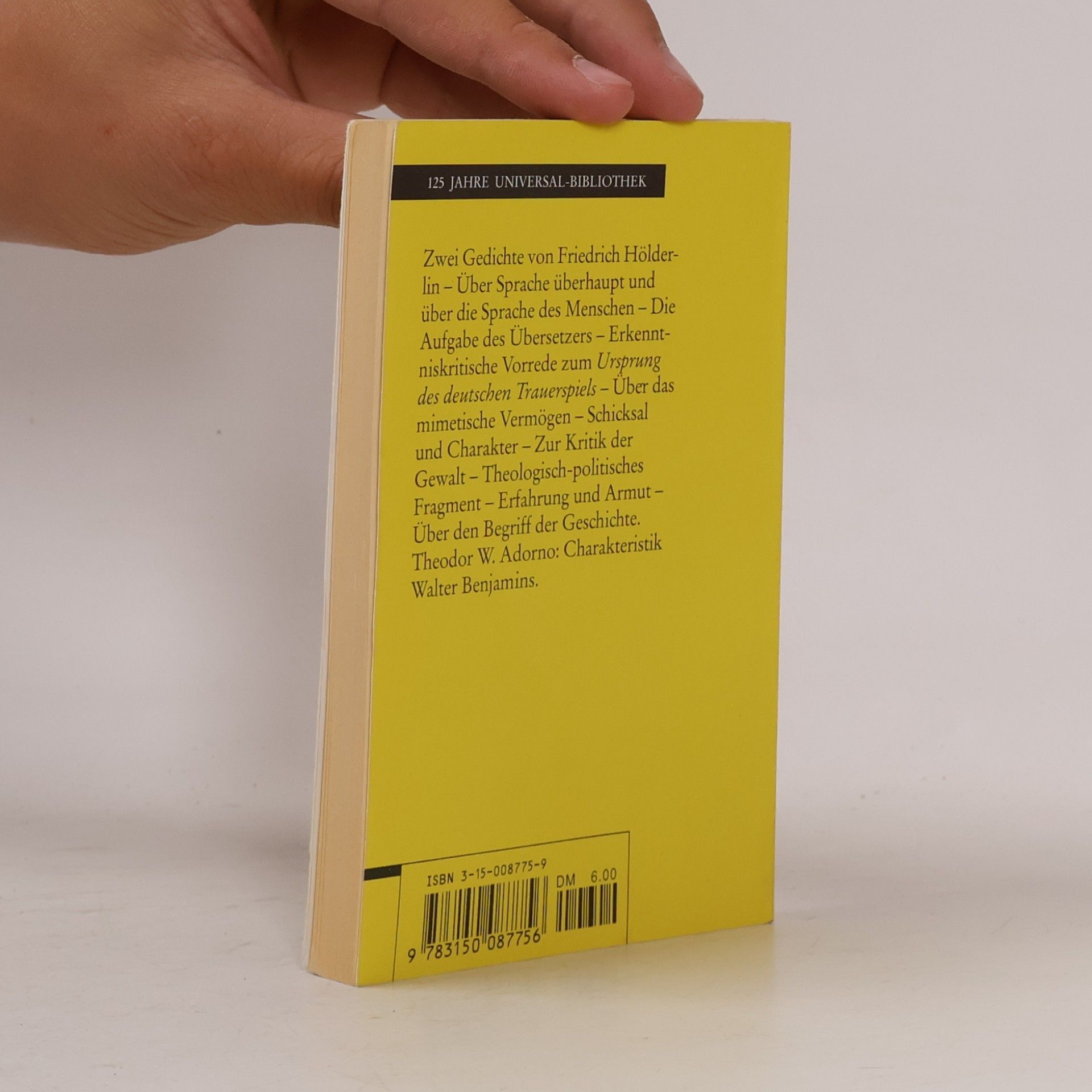 Walter Benjamin Sprache und Geschichte