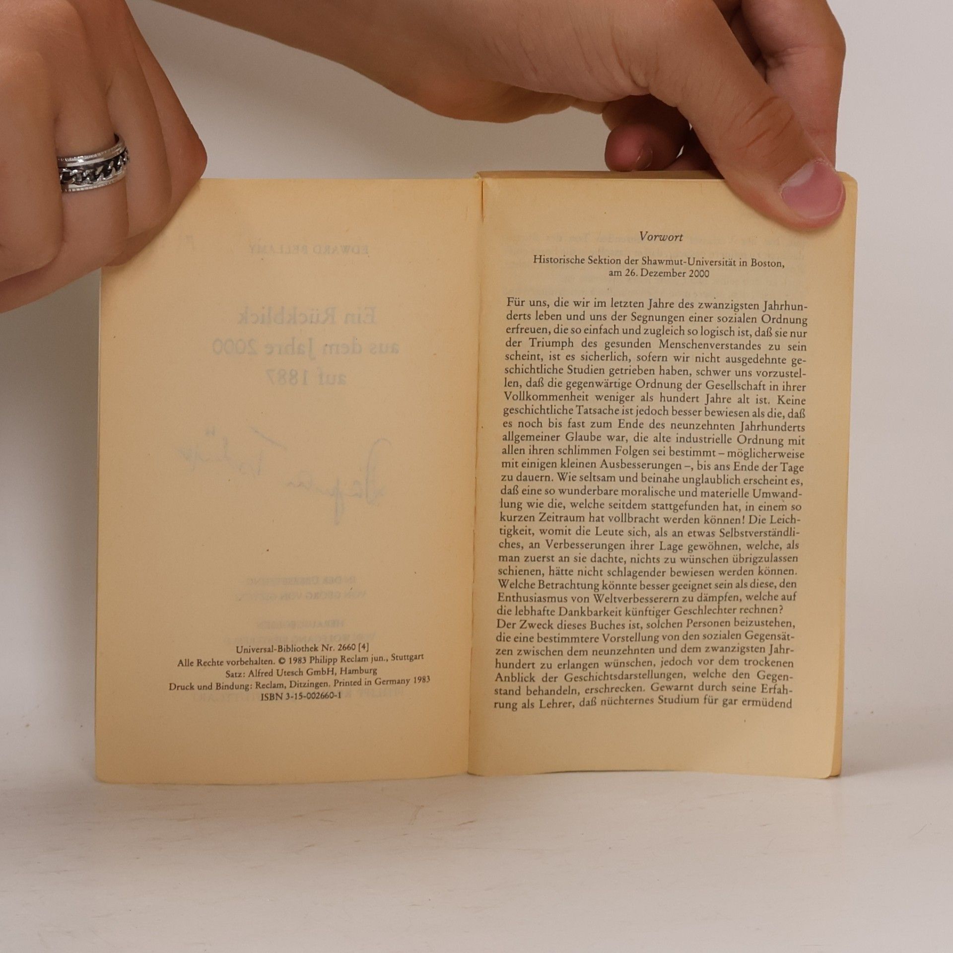 Edward Bellamy Reclams Universal-Bibliothek: Ein Rückblick aus dem Jahre 2000 auf 1887