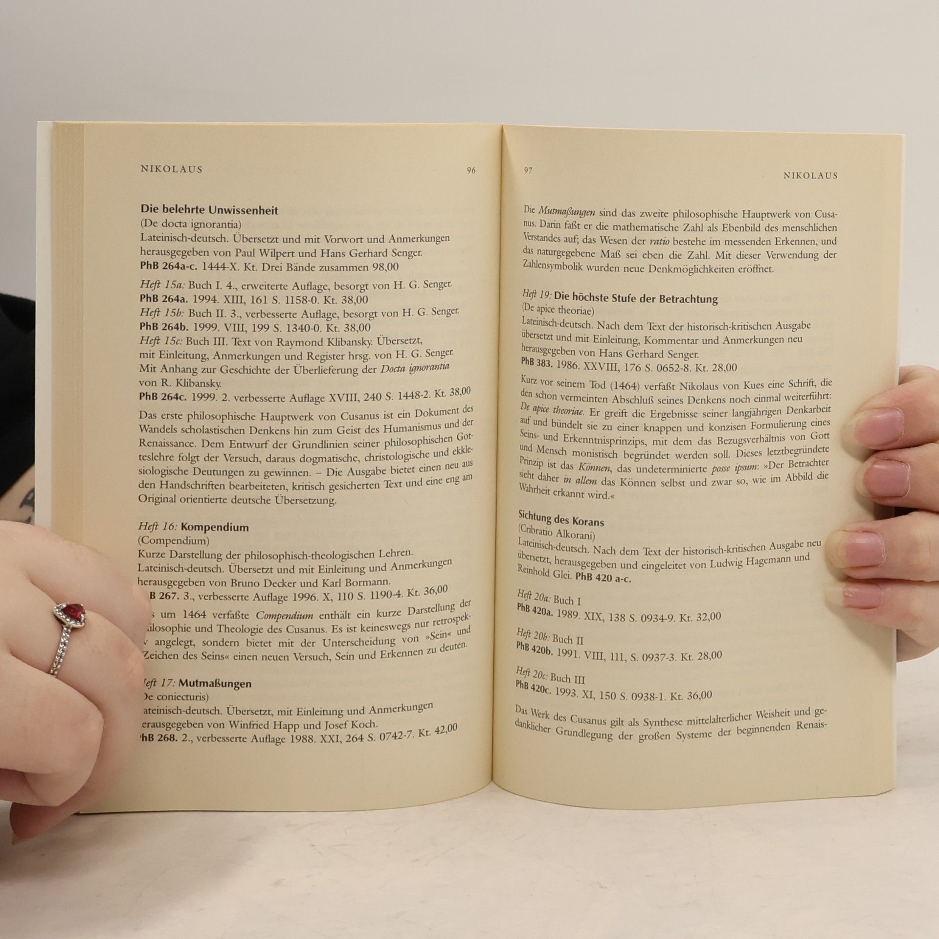 Philosophische Bibliothek Gesamtverzeichnis