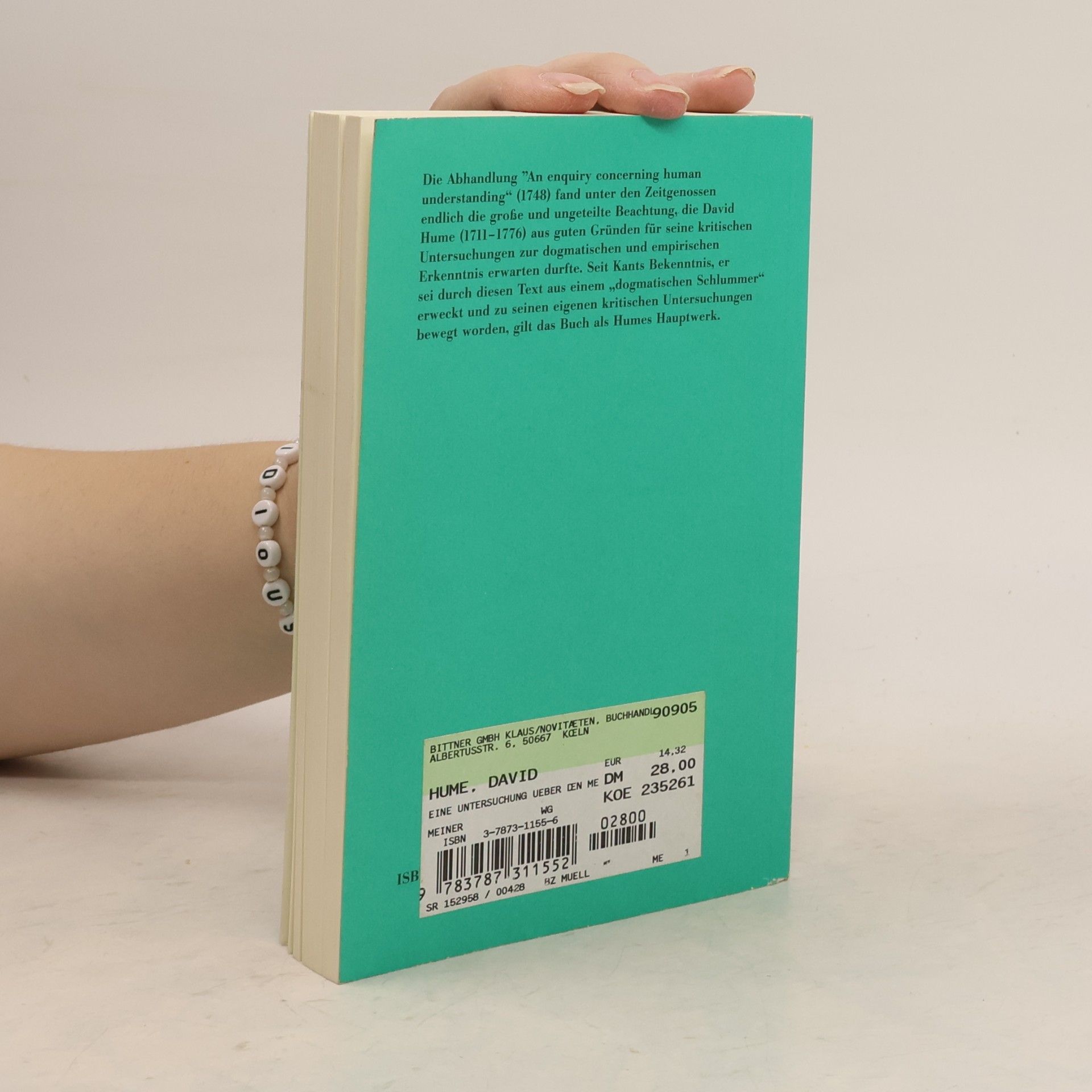 David Hume Philosophische Bibliothek - 35: Eine Untersuchung über den menschlichen Verstand