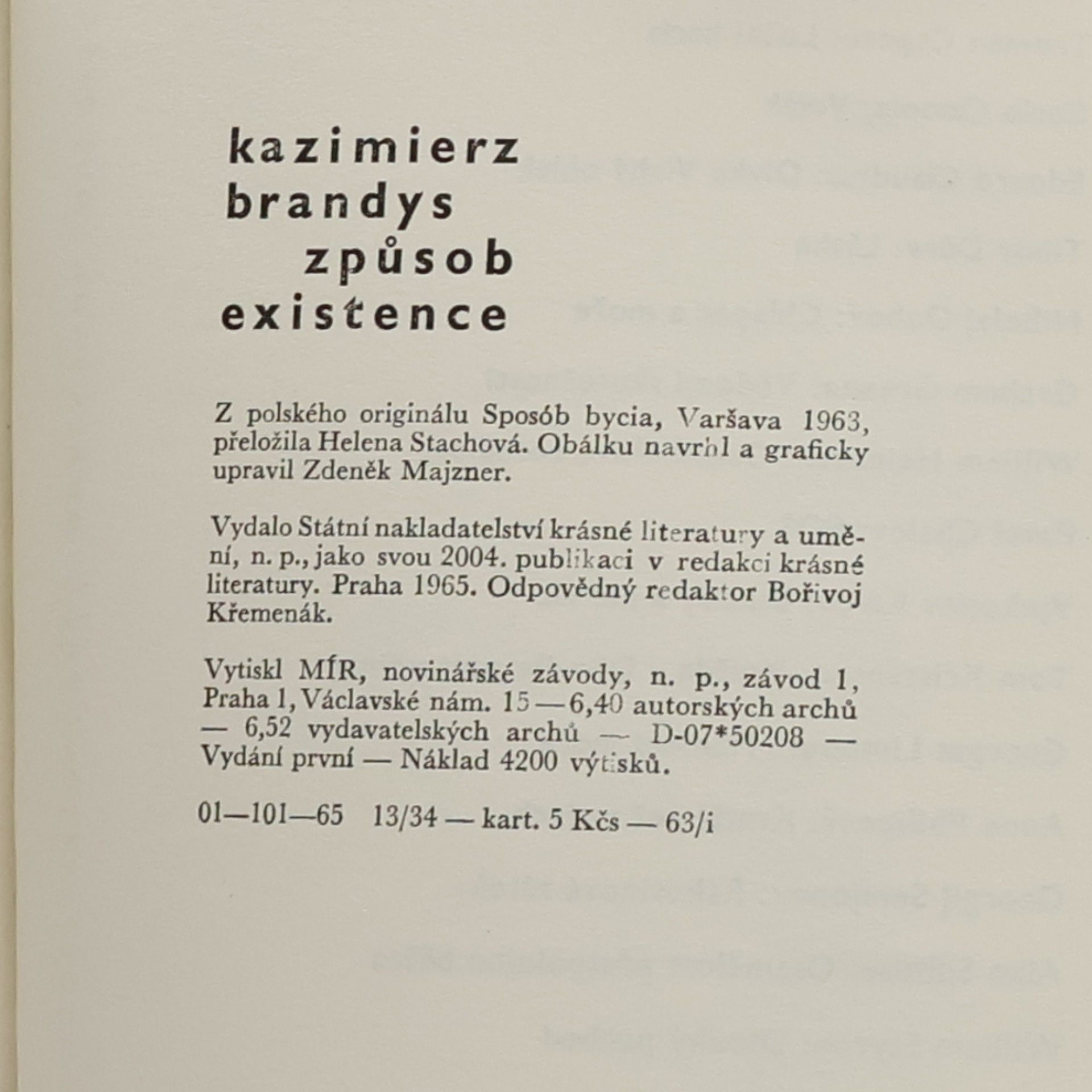 Kazimierz Brandys Způsob existence