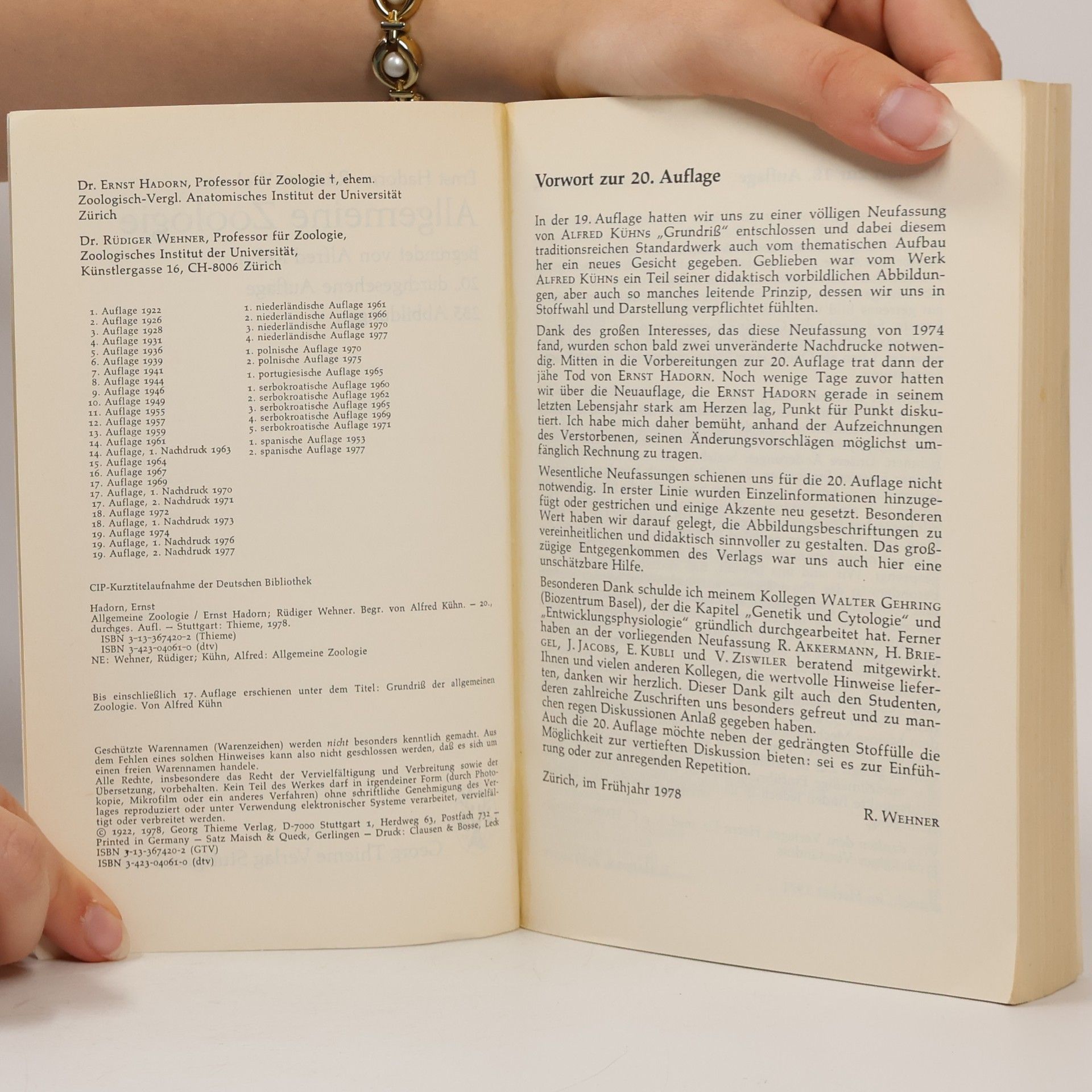 Ernst Hadorn Allgemeine Zoologie
