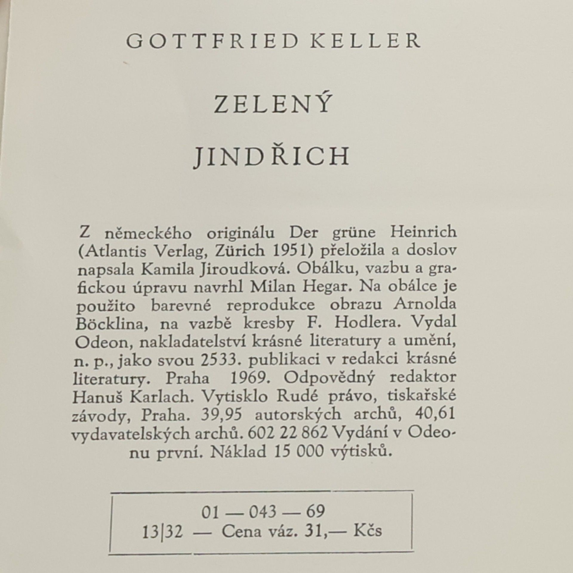 Gottfried Keller Zelený Jindřich