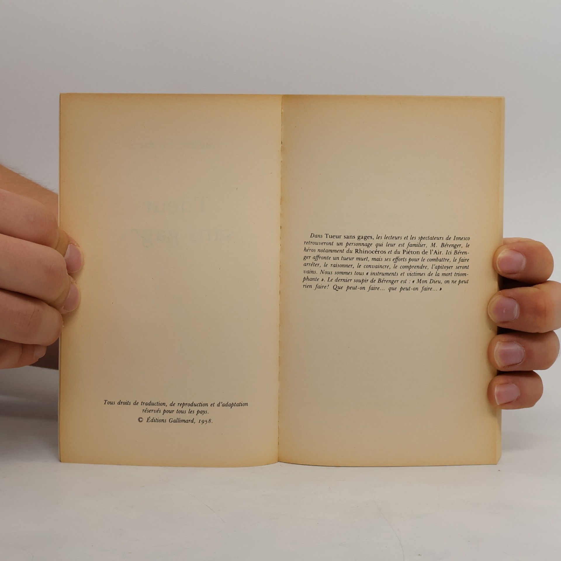 Eugène Ionesco Tueur sans gages