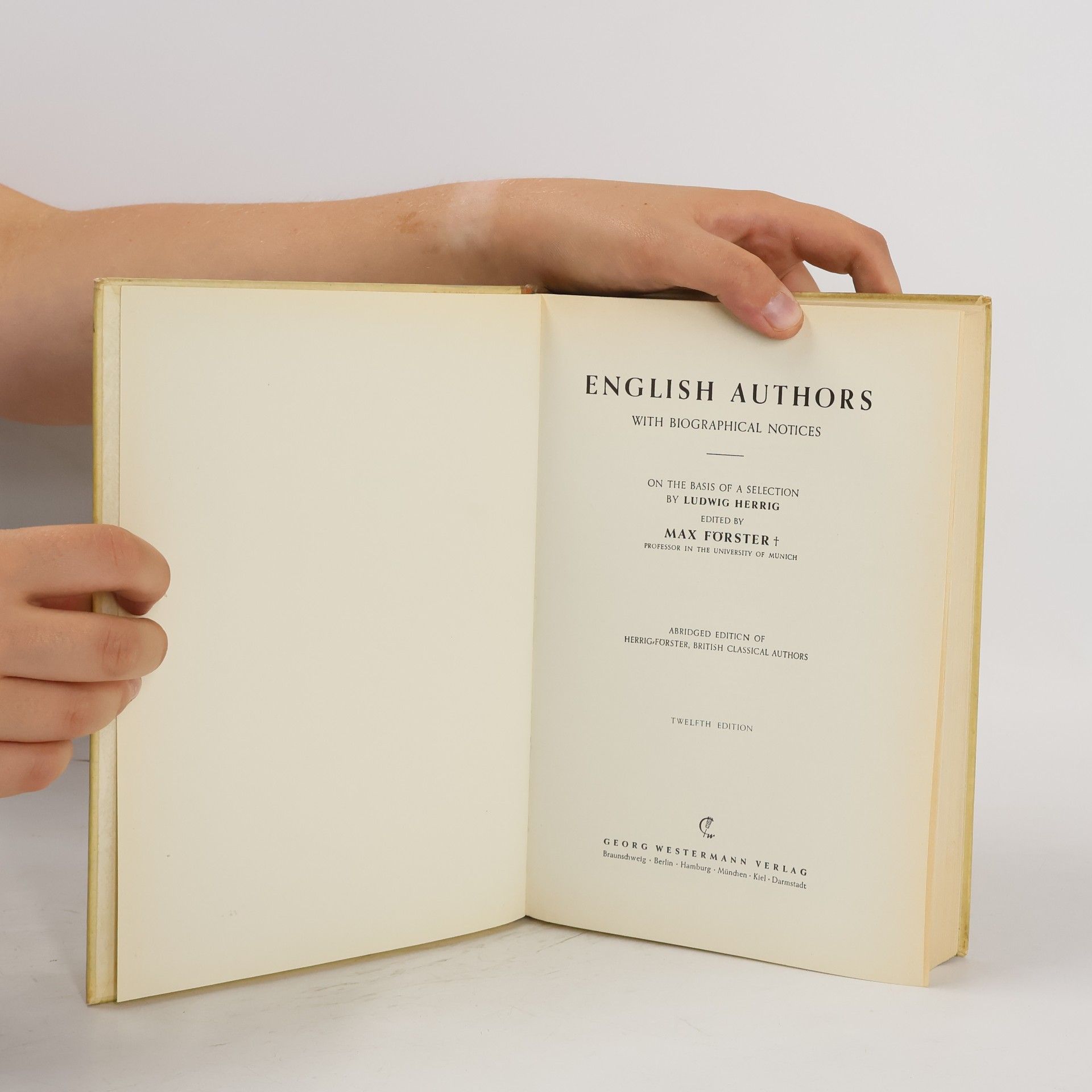 Max Forster English Authors with Biographical Notices