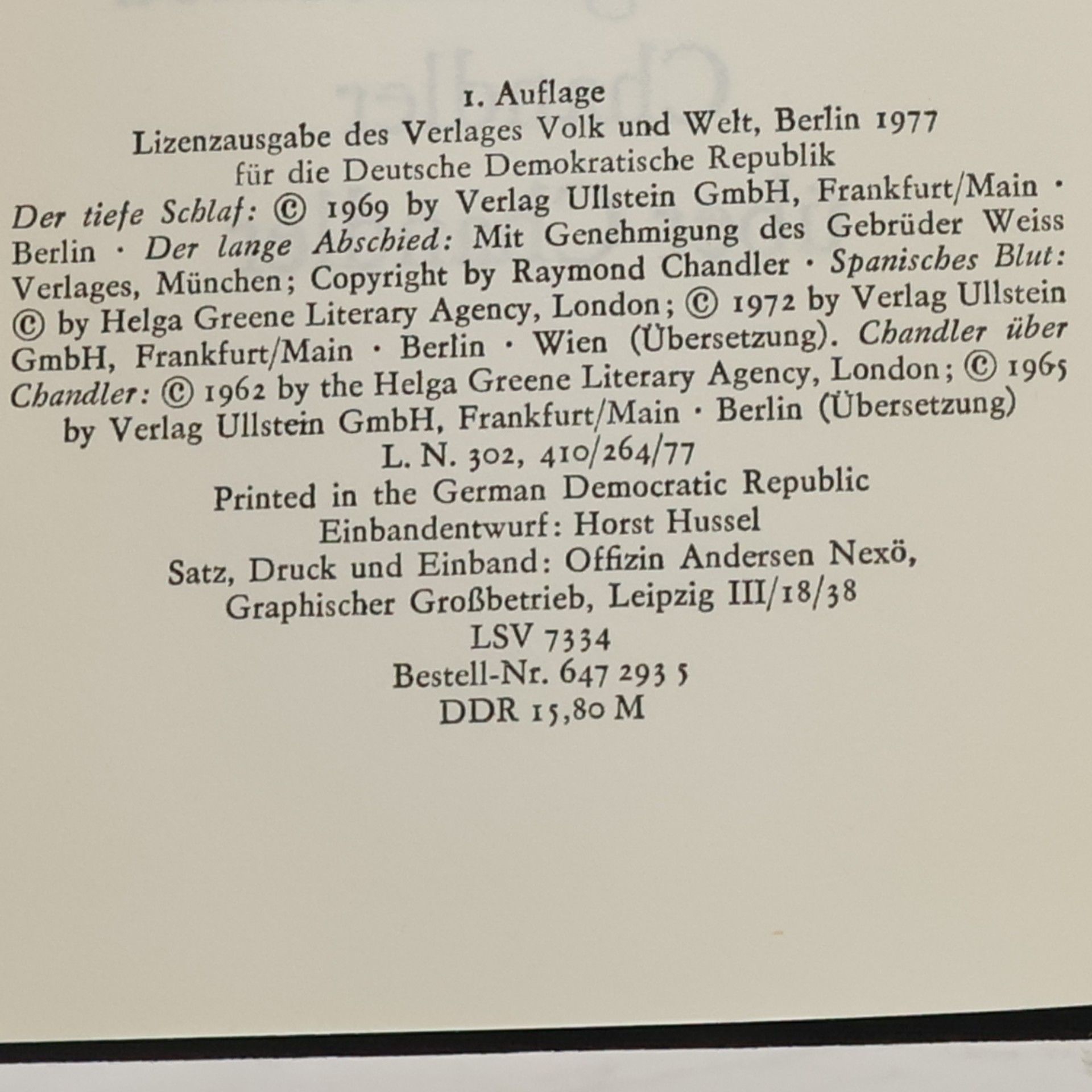 Raymond Chandler Der tiefe Schlaf. Der lange Abschied. Chandler über Chandler