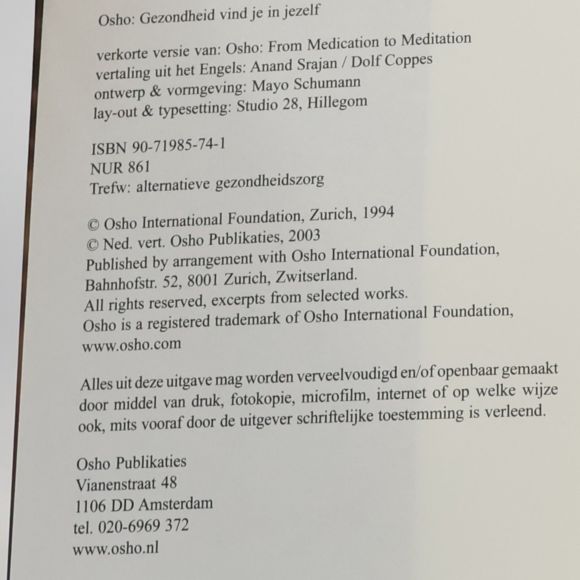 Osho Osho Osho: gezondheid vind je in jezelf