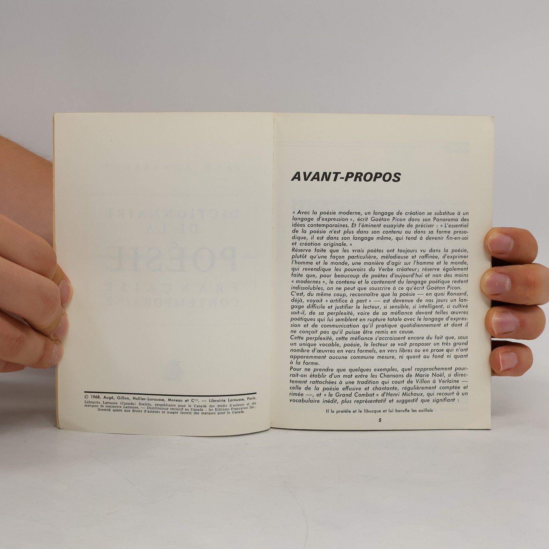 Rousselot Jean Dictionnaire de la poésie française contemporaine