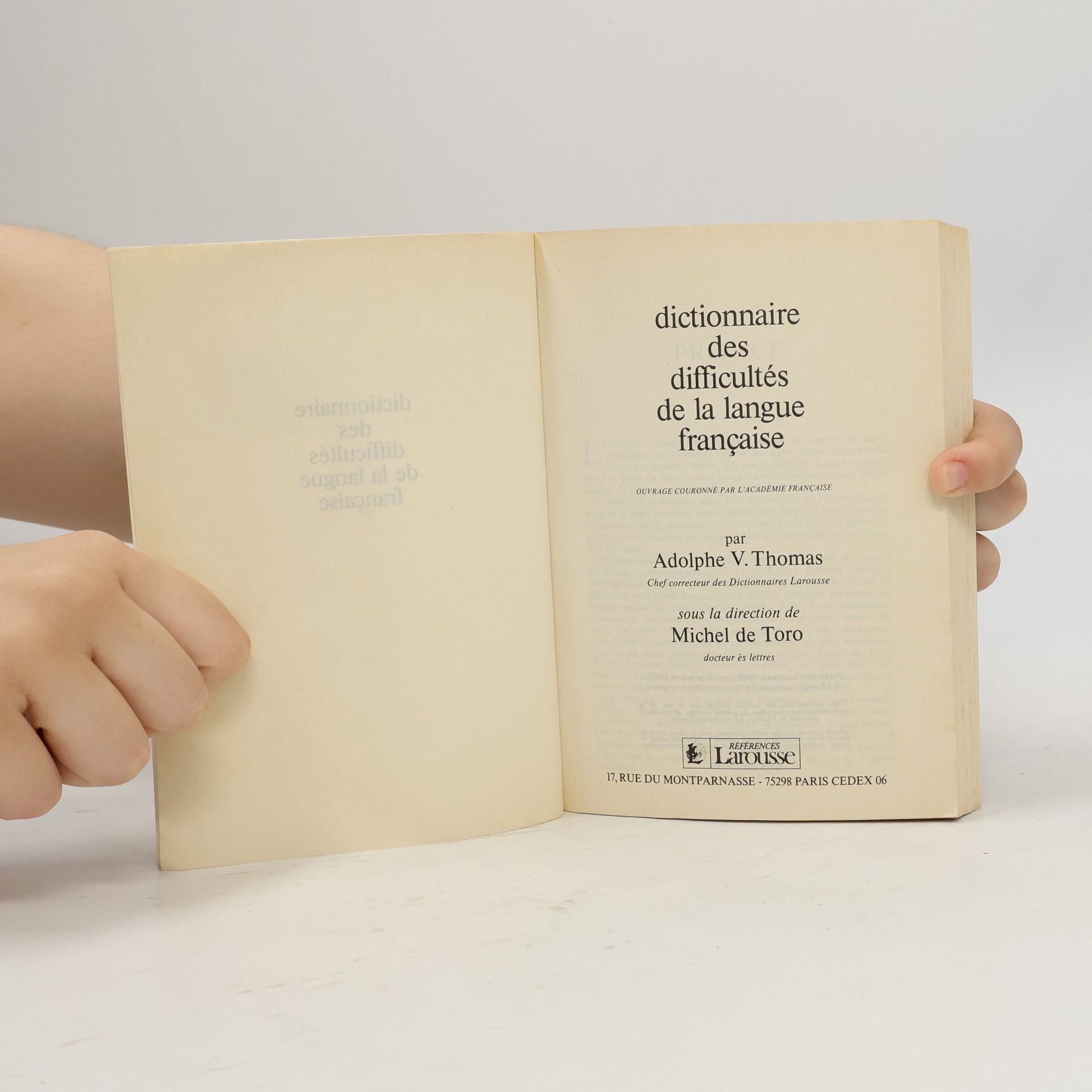 Adolphe V. Thomas Références Larousse: Dictionnaire des difficultés de la langue française