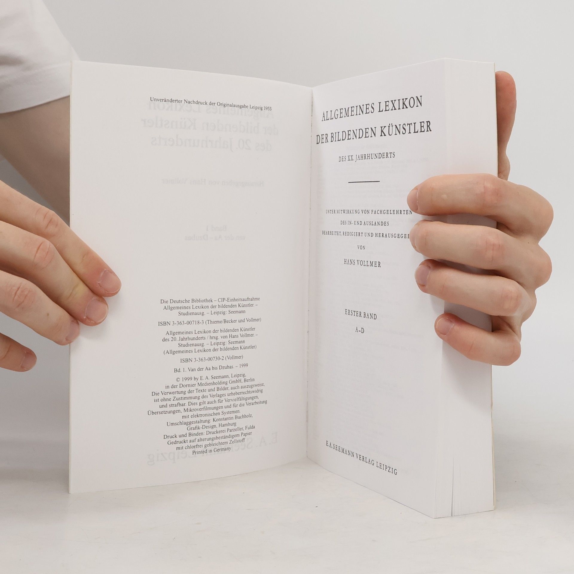 Hans Vollmer Allgemeines Lexikon der bildenden Künstler des XX. Jahrhunderts. Band 1