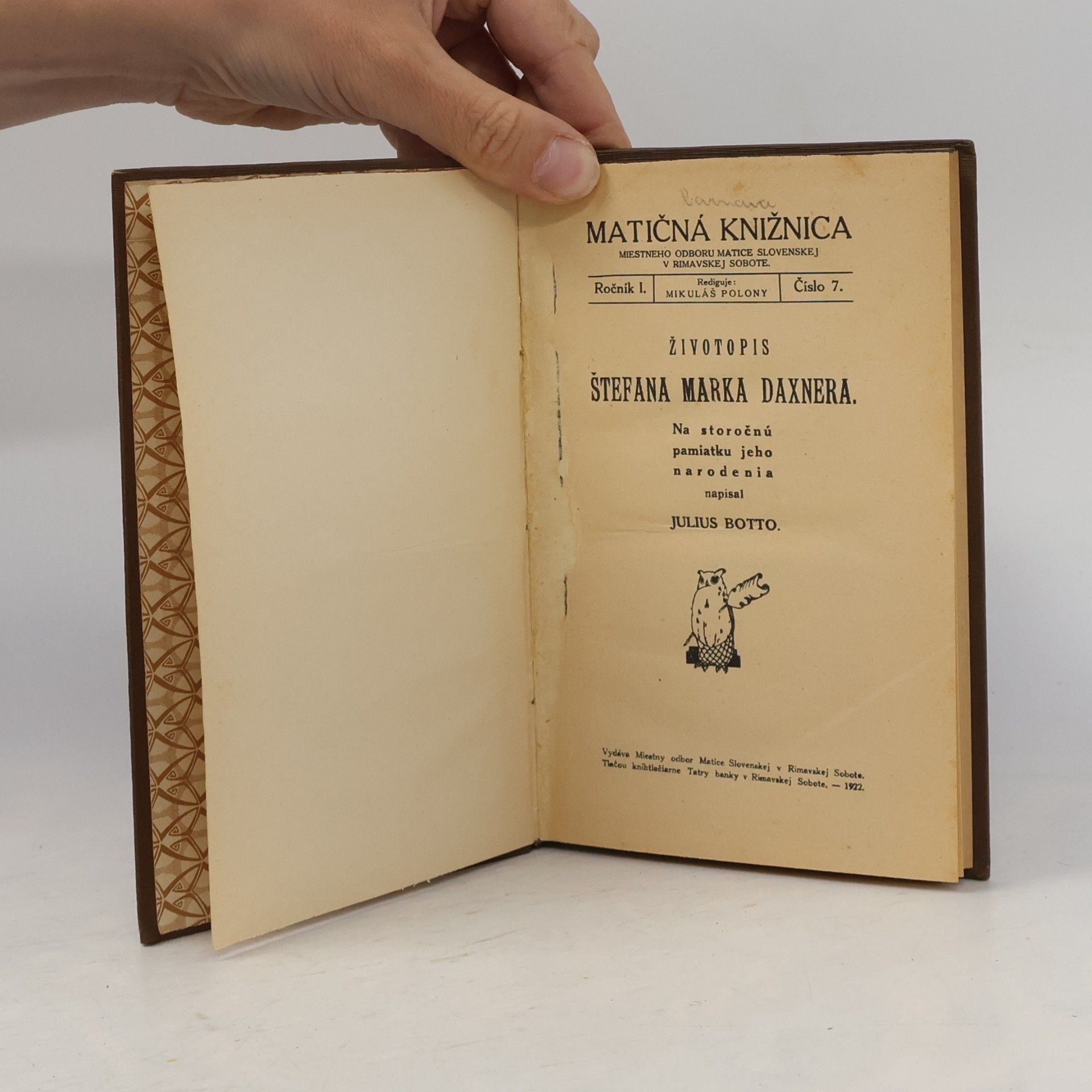 Július Botto Životopis Štefana Marka Daxnera