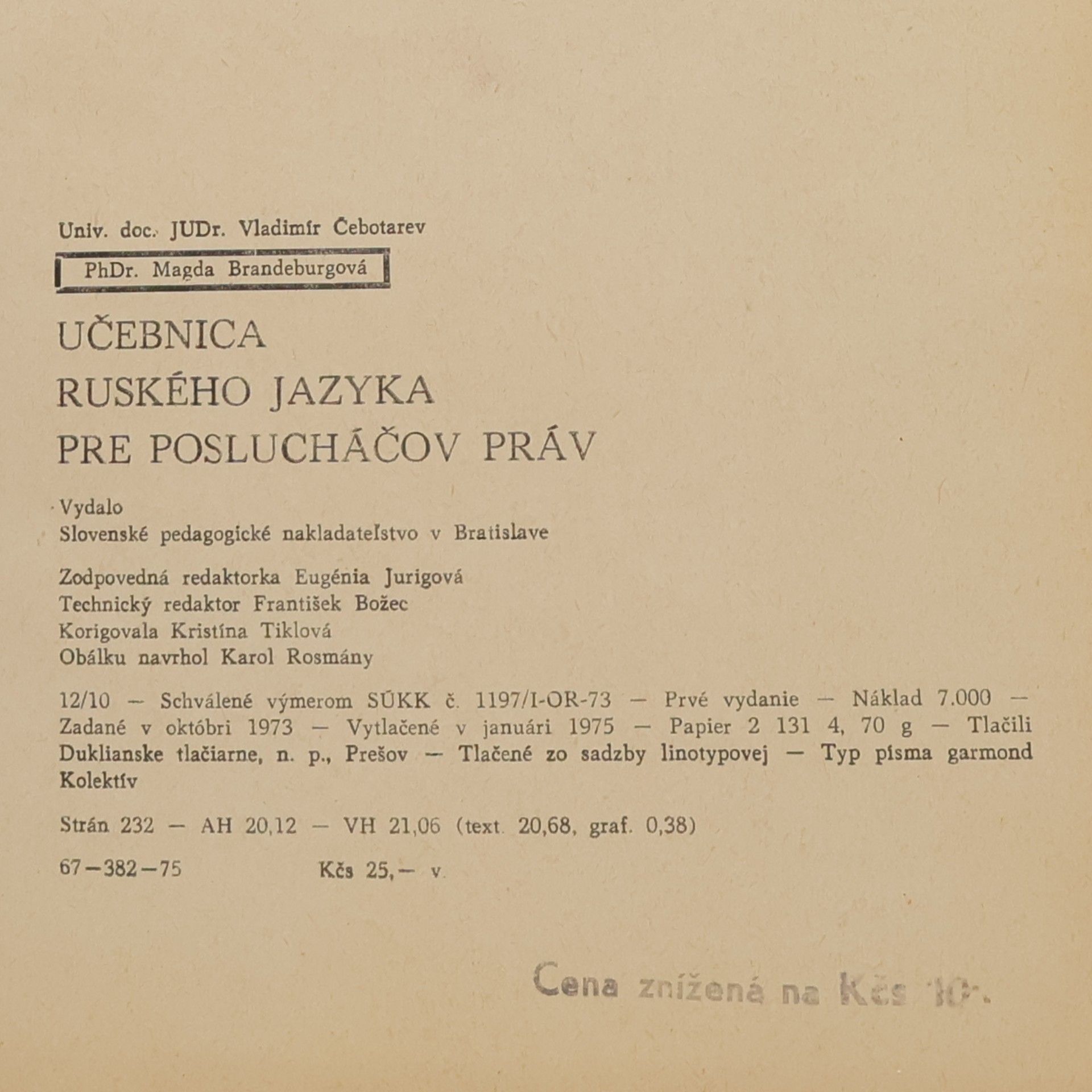 Autorenkollektiv Učebnica ruského jazyka pre poslucháčov práv