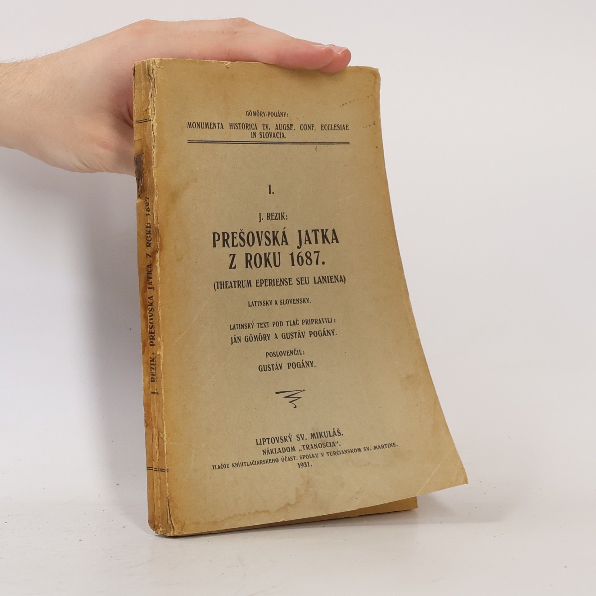 Prešovská jatka z roku 1687. Theatrum Eperiense seu laniena