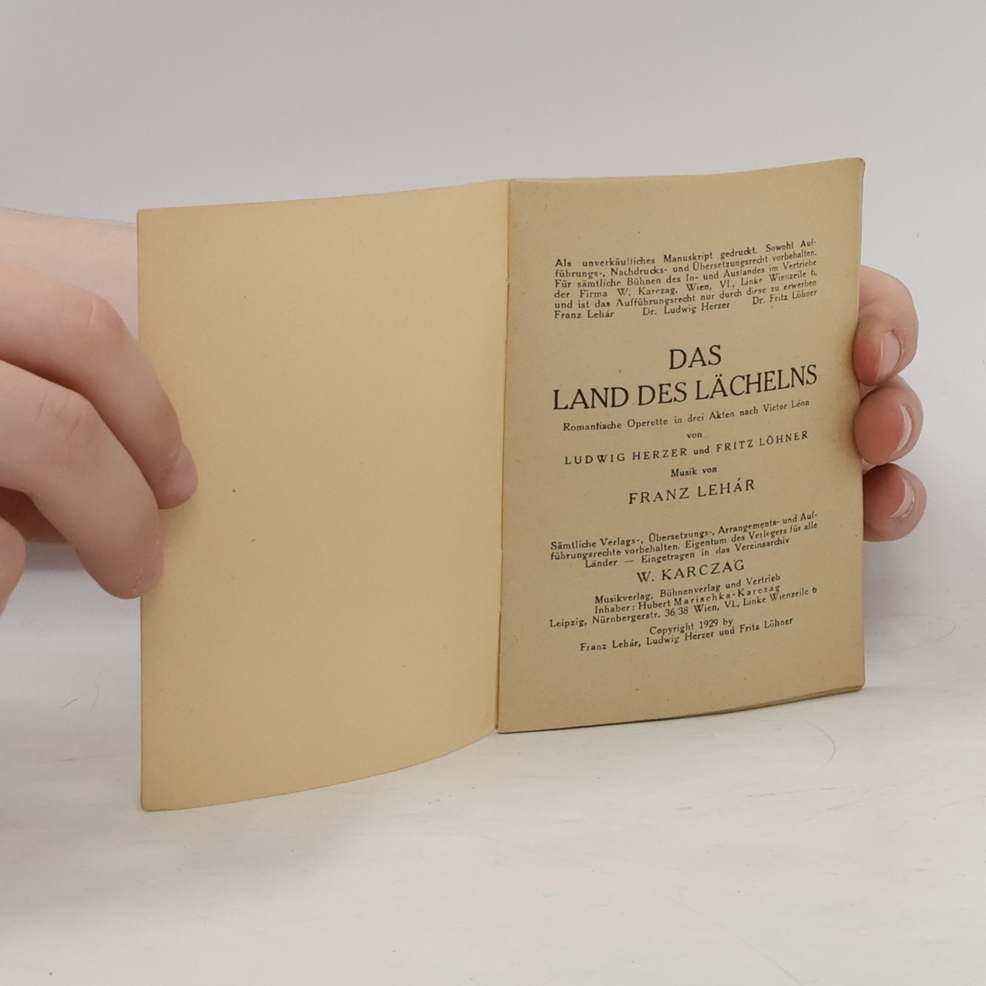Franz Lehár Das Land des Lächelns