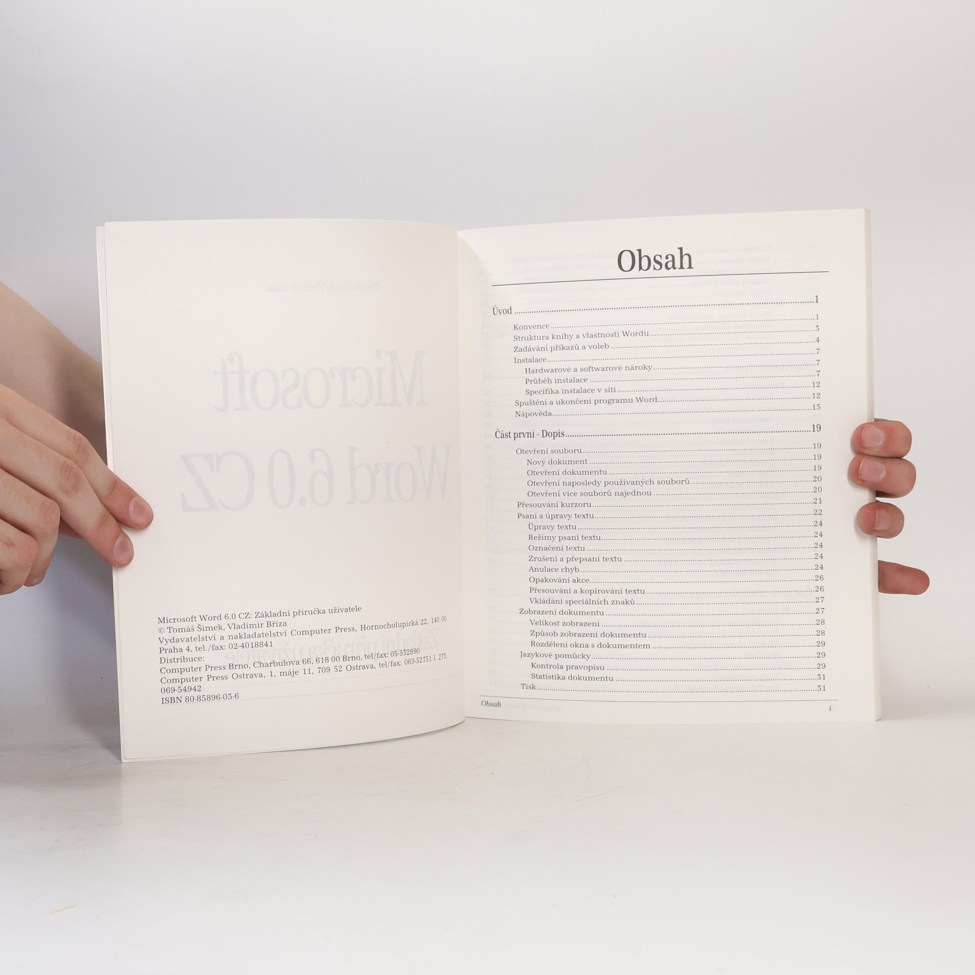 Tomáš Šimek Microsoft Word 6.0 CZ. Základní příručka uživatele